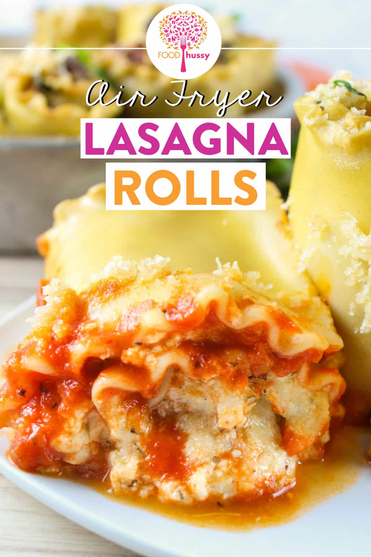 Air Fryer Lasagna Rolls is a delicious way to have cheesy, comforting, saucy lasagna in less than 30 minutes! Full of sausage, mushrooms and cheese - lasagna rolls are an easy weeknight meal!  via @foodhussy