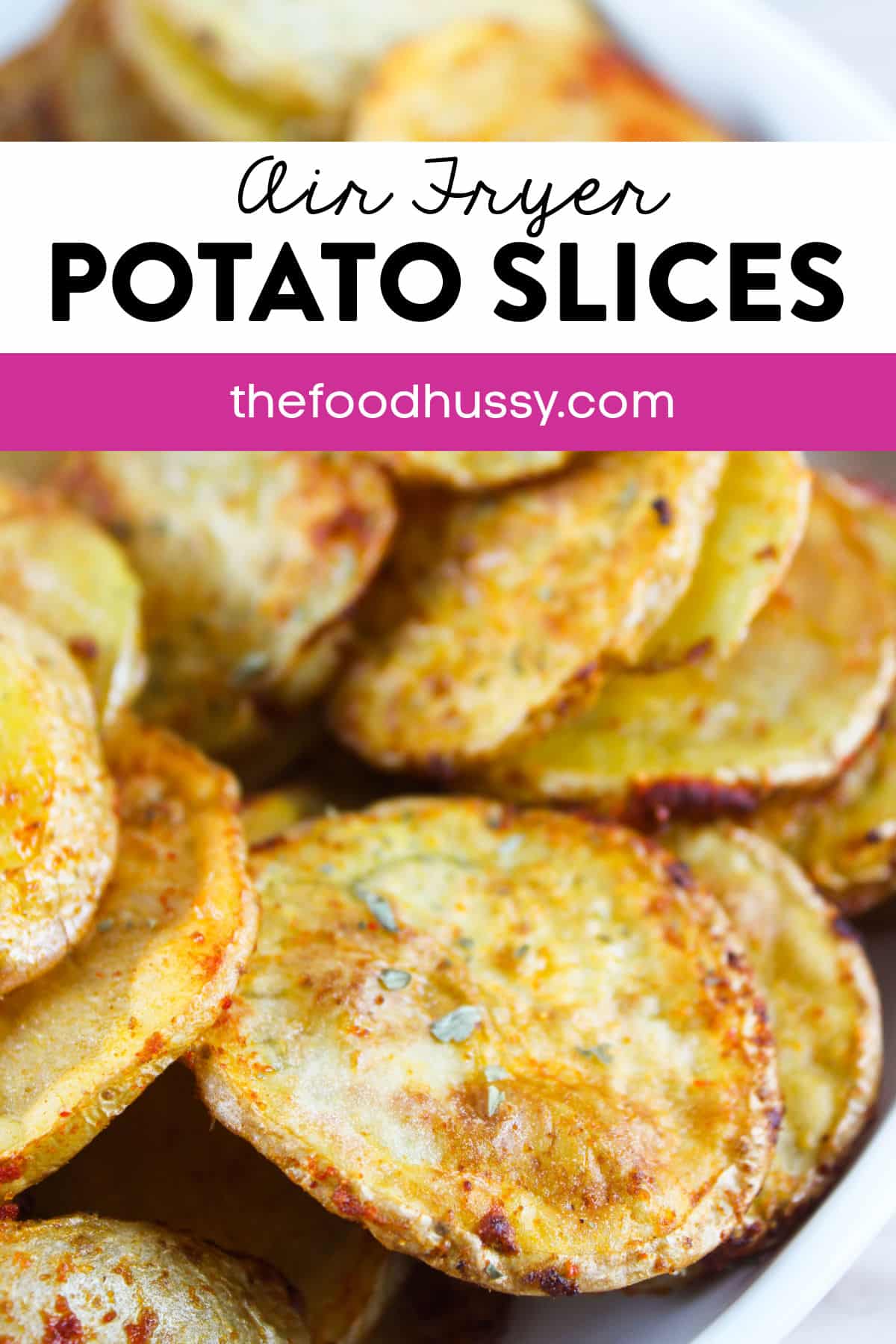 Air Fryer Potato Slices are my favorite potato side dish. These little potato coins come out fork tender, crispy on the outside and fluffy on the inside.  via @foodhussy