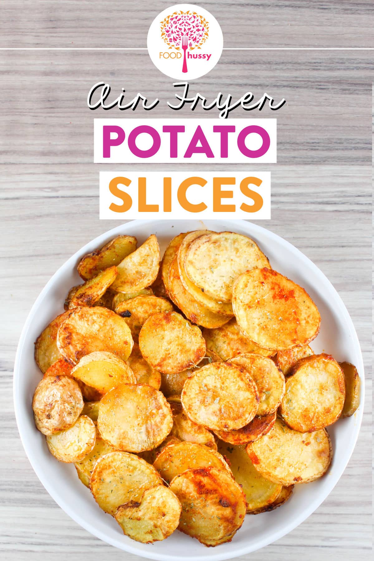 Air Fryer Potato Slices are my favorite potato side dish. These little potato coins come out fork tender, crispy on the outside and fluffy on the inside.  via @foodhussy