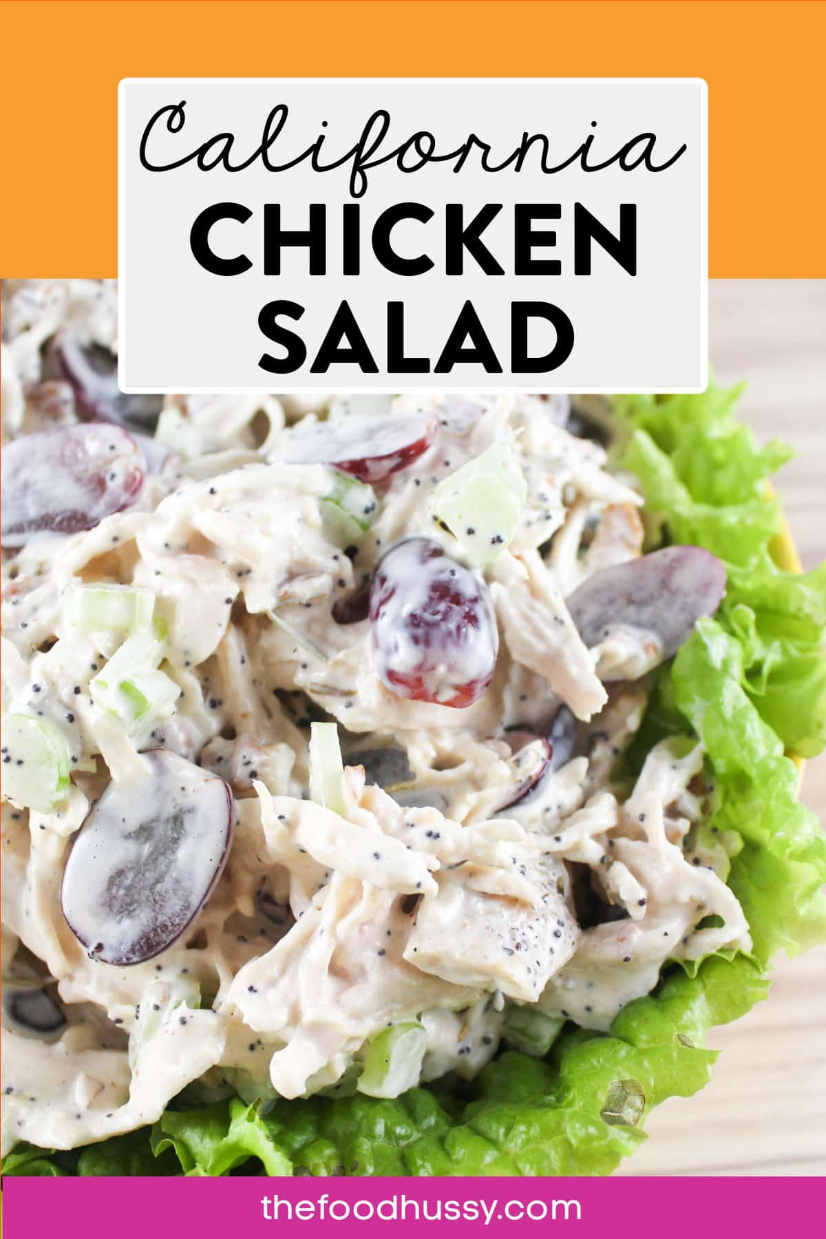 This California Chicken Salad tastes just like the Sonoma Chicken Salad at Whole Foods! It's creamy and crunchy all at the same time with diced celery, red grapes and chopped pecans!
 via @foodhussy