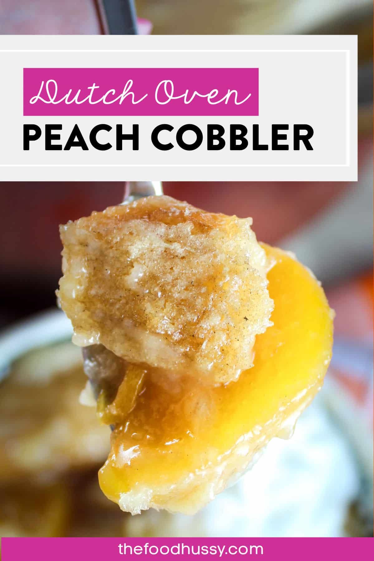 This Smoked Peach Cobbler will be a favorite dessert for the whole family! Frozen peaches, a delicious cake batter and a secret ingredient crunchy sugar topping! via @foodhussy