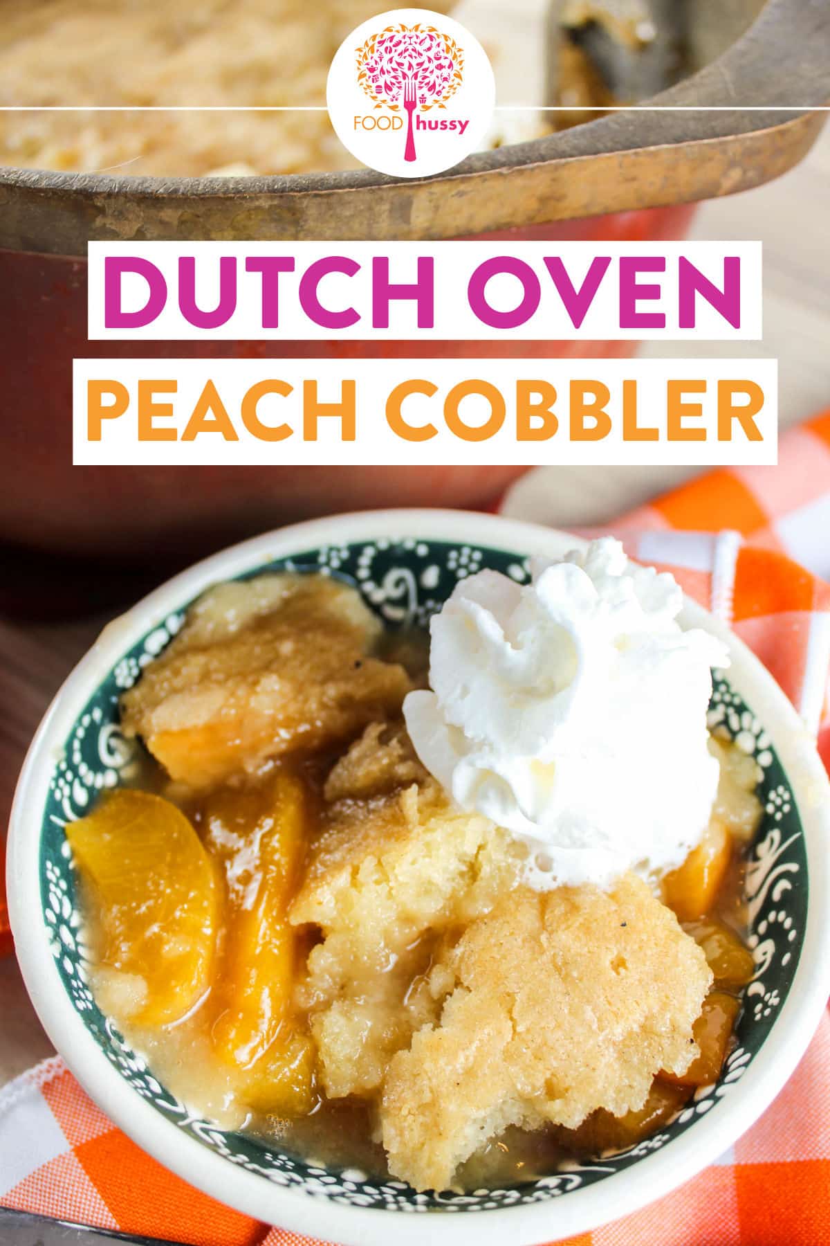 This Smoked Peach Cobbler will be a favorite dessert for the whole family! Frozen peaches, a delicious cake batter and a secret ingredient crunchy sugar topping! via @foodhussy