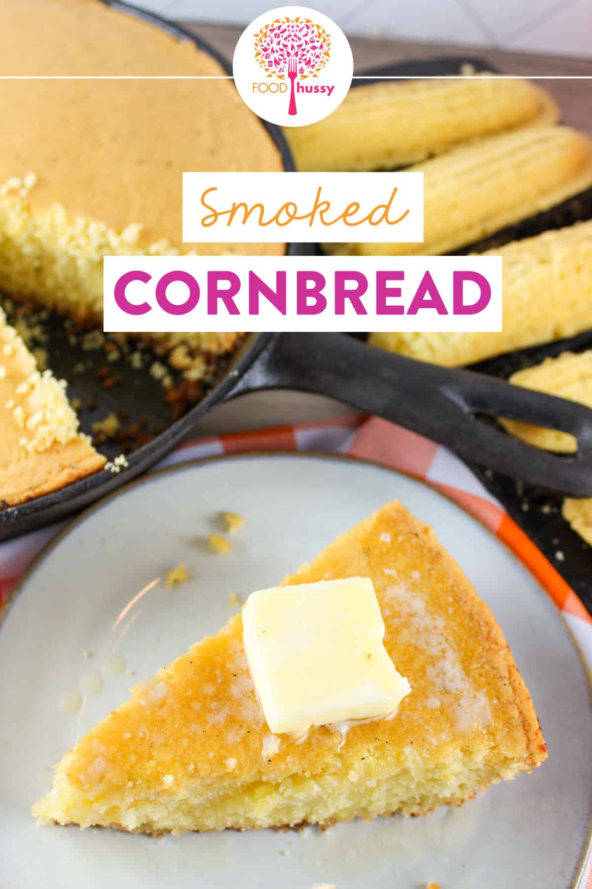 Smoked Cornbread is going to be the new favorite side dish! You'll love the light smoky flavor that comes from the Traeger and the moist cornbread goes great with chili, chicken and more! via @foodhussy