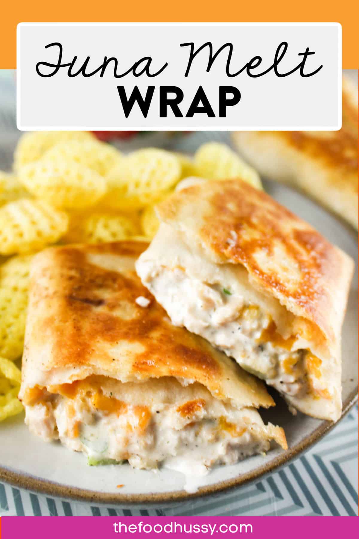 These Tuna Melt Wraps combine a delicious light and crunchy tuna salad with melty cheddar cheese to make a quick yummy lunch!  via @foodhussy