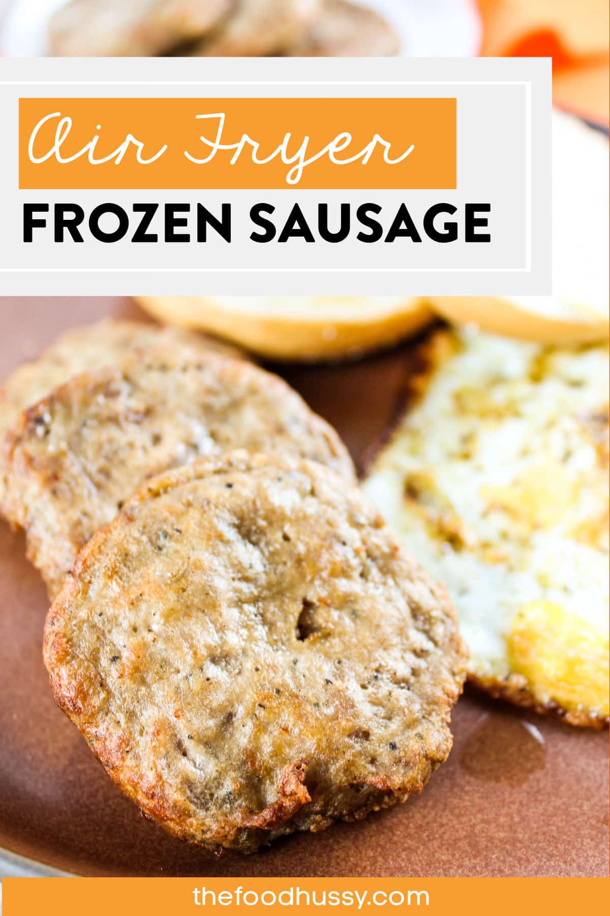 Frozen Sausage Patties in the air fryer are a simple way to make a breakfast side dish with no mess and no work! Just pop them in and hit the button. You'll be eating one of your favorite breakfast foods in minutes! via @foodhussy