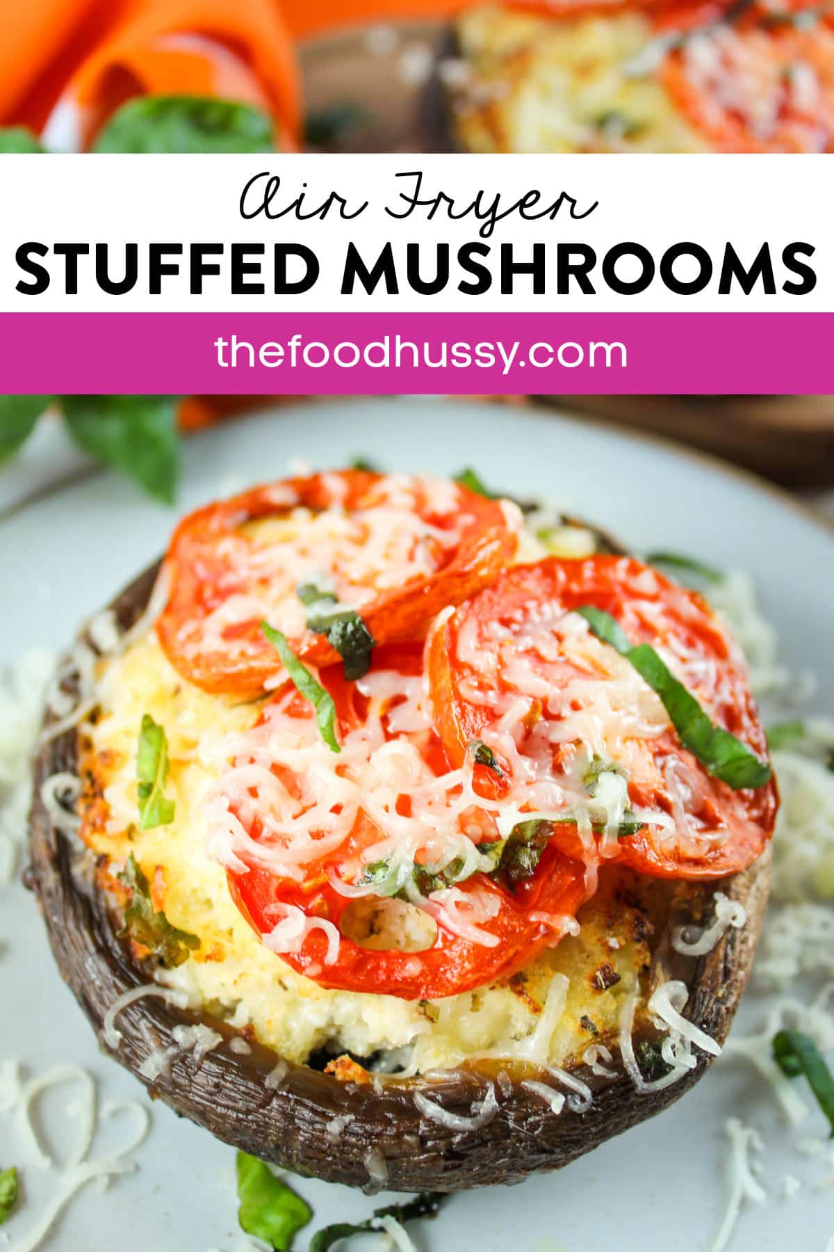 These Air Fryer Stuffed Portobello Mushrooms are the perfect entree, side dish or appetizer for dinner. They're filled with cheeses and will be on the table in less than 15 minutes! via @foodhussy