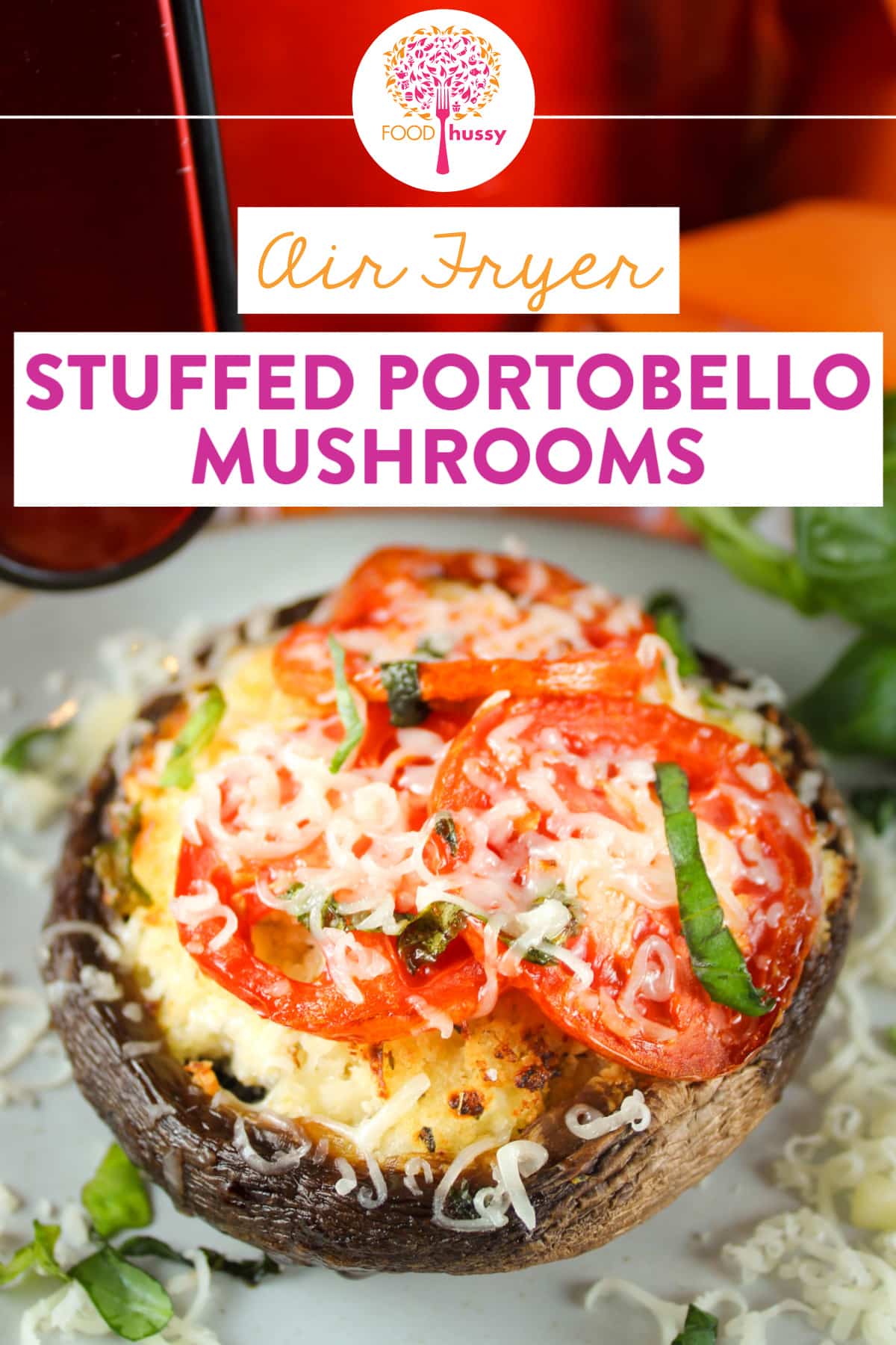 These Air Fryer Stuffed Portobello Mushrooms are the perfect entree, side dish or appetizer for dinner. They're filled with cheeses and will be on the table in less than 15 minutes! via @foodhussy