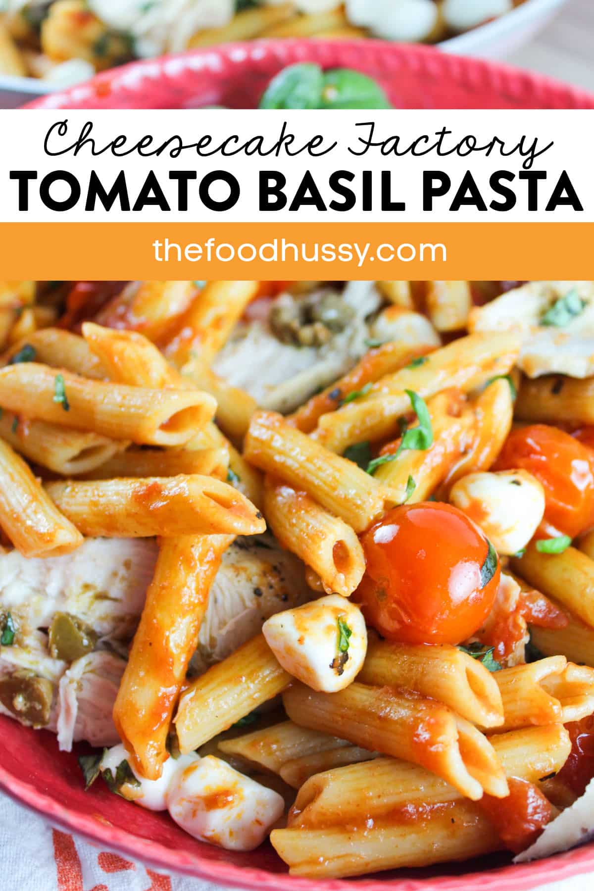 The Cheesecake Factory Tomato Basil Pasta is one of my favorite dishes! Loaded with fresh tomatoes, fresh mozzarella pearls and fresh basil - then topped with lightly seasoned grilled chicken. via @foodhussy