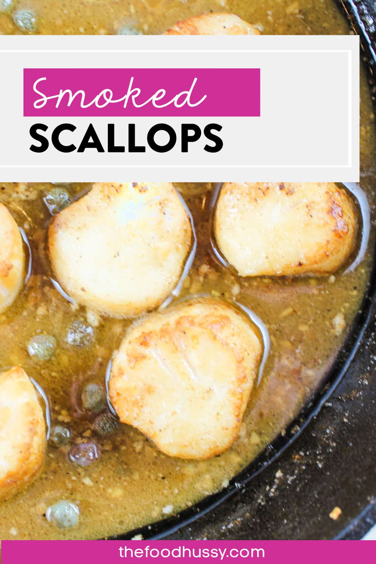 Get that Traeger going and put these Smoked Scallops on the menu for a delicious appetizer or main dish that everybody will be raving about! Lightly seasoned and swimming in a garlic lemon butter sauce - these smoked scallops are a scrumptious! via @foodhussy