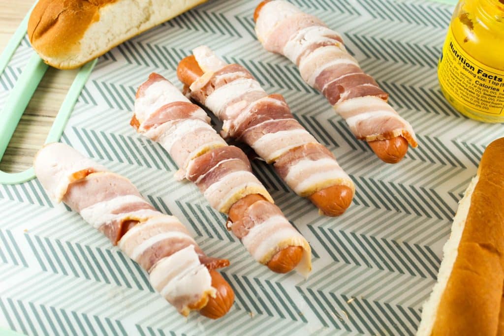 Bacon Wrapped Hot Dogs in the Air Fryer