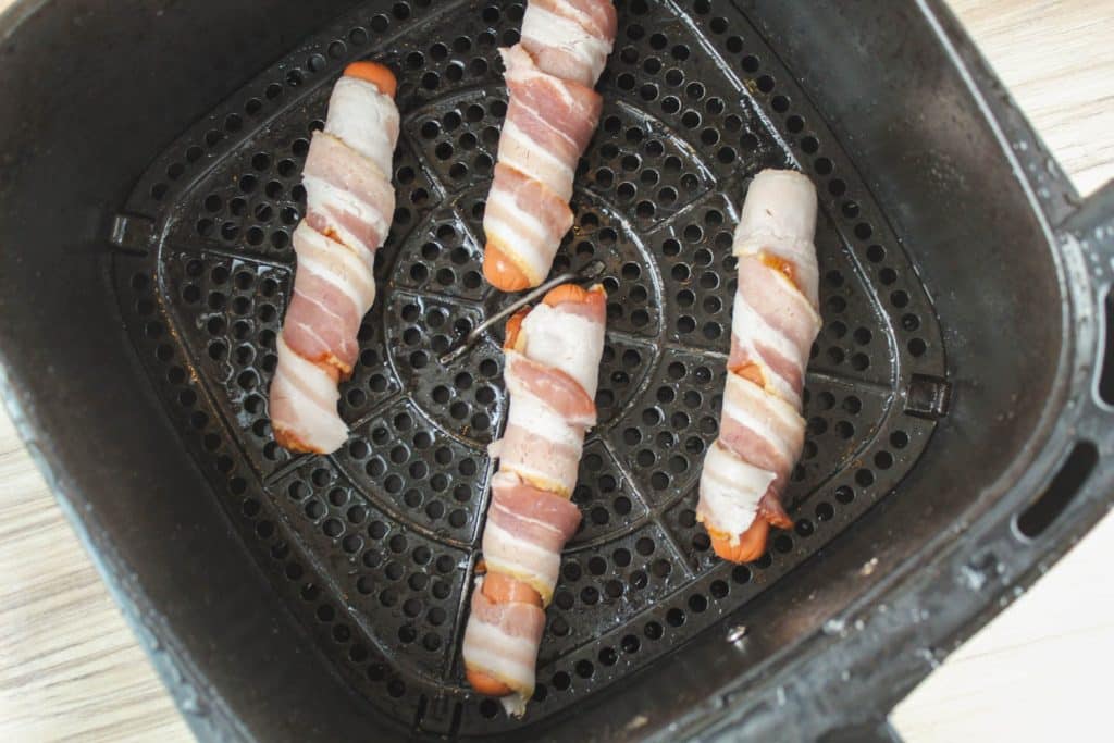 Bacon Wrapped Hot Dogs in the Air Fryer