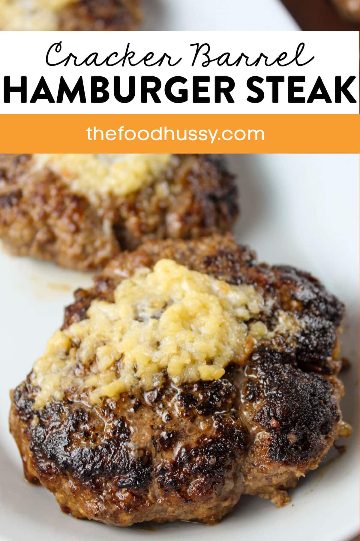 Cracker Barrel Hamburger Steak is a delicious down-home comfort food dish. Half-pound hamburger steak topped with a decadent garlic butter sauce! This is easy and delicious.  via @foodhussy