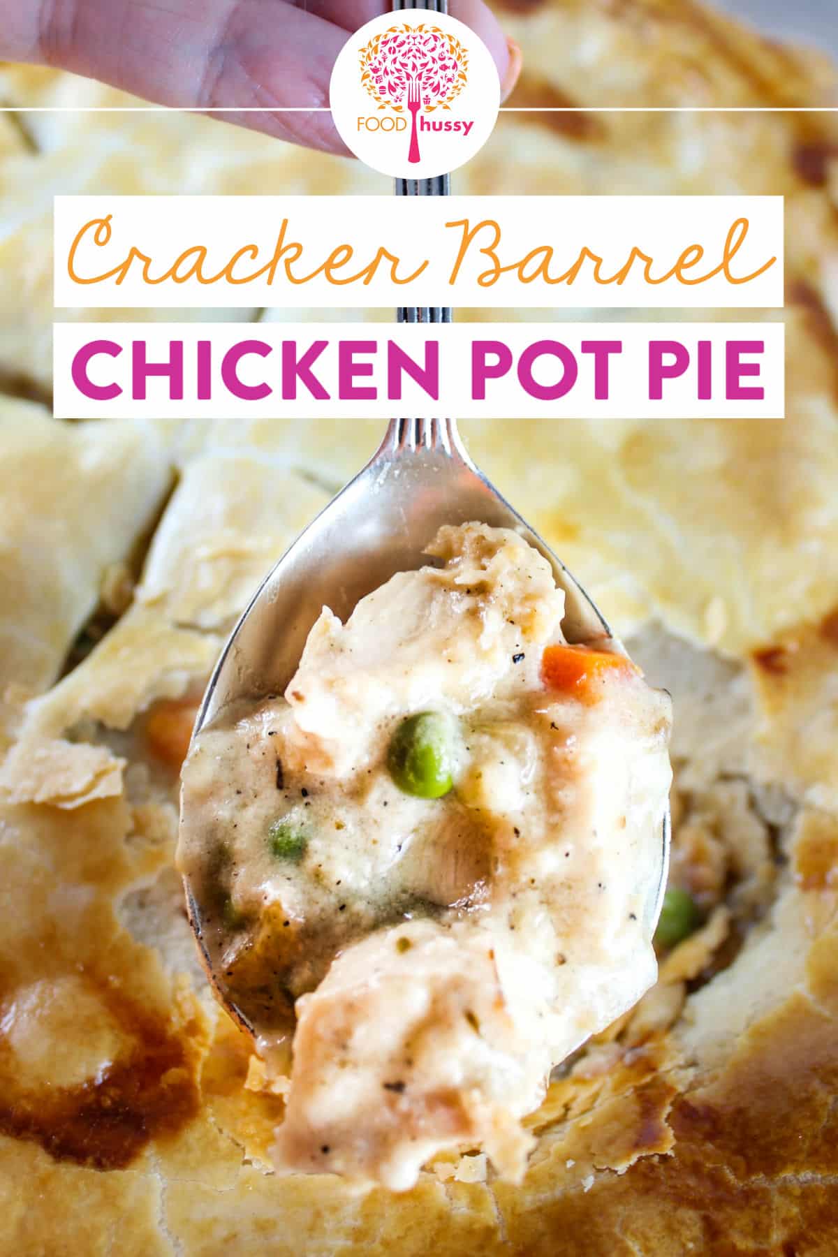 Cracker Barrel Chicken Pot Pie is a menu favorite loved by adults and kids alike! That flaky pastry crust, stuffed full with slow-simmered chicken, creamy sauce and lots of vegetables - it's comfort food at its finest!  via @foodhussy