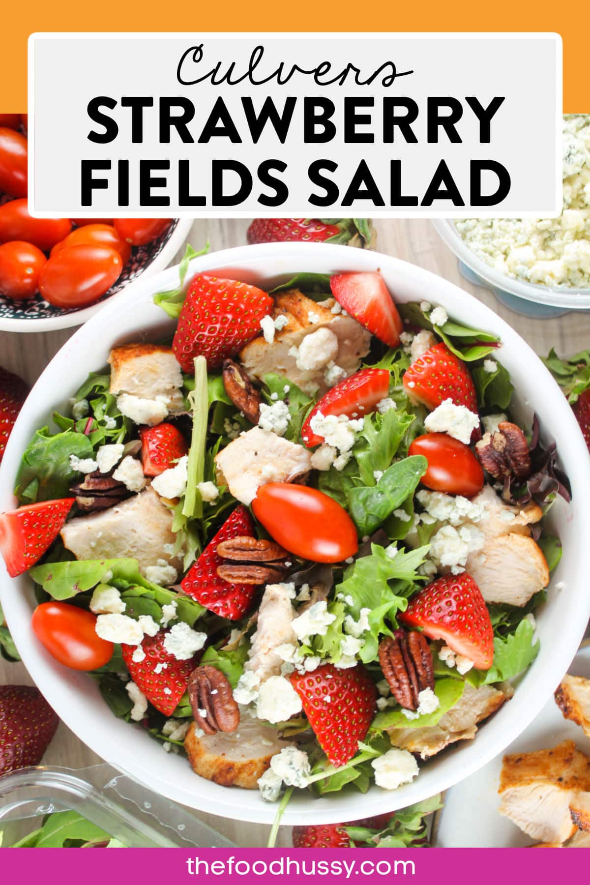 Culver's Strawberry Salad is my favorite seasonal salad! It's the perfect spring salad - spring greens topped with fresh, ripe strawberries, crunchy pecans, flavorful blue cheese crumbles and more! One of the most popular Culver's menu items - this salad is the flavor of spring! via @foodhussy