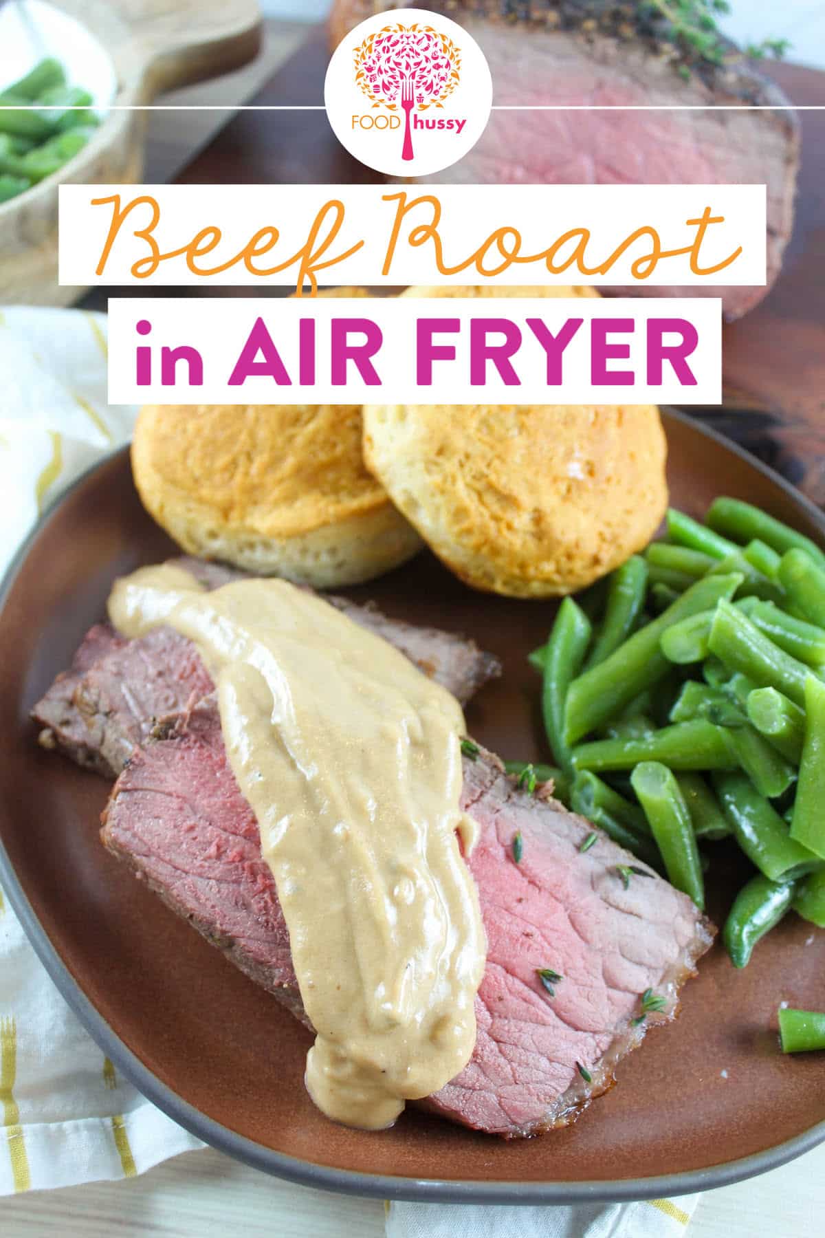 Making a Beef Roast in the Air Fryer will take far less time than in the oven or slow cooker and give you delicious, thin slices of roast beef! The outside has a delicious herbed crust while the inside is a perfect, tender medium rare! via @foodhussy