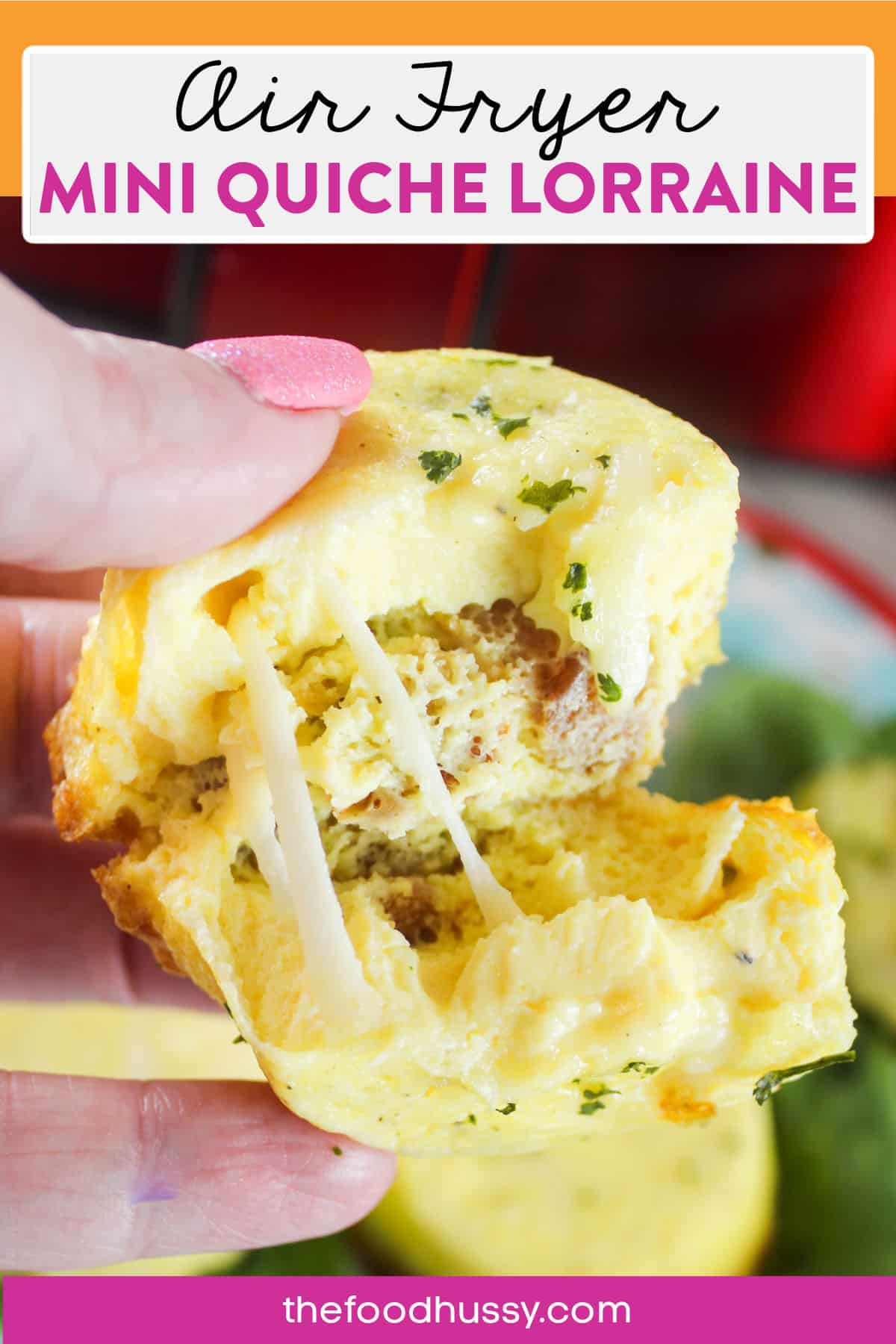 These Air Fryer Quiche Lorraine Muffins are delicious, fluffy and ready in 20 minutes! For the Love of Eggs - that's a quick brunch or dinner! The flavor of bacon and Swiss cheese is a classic combination that everybody loves!  via @foodhussy