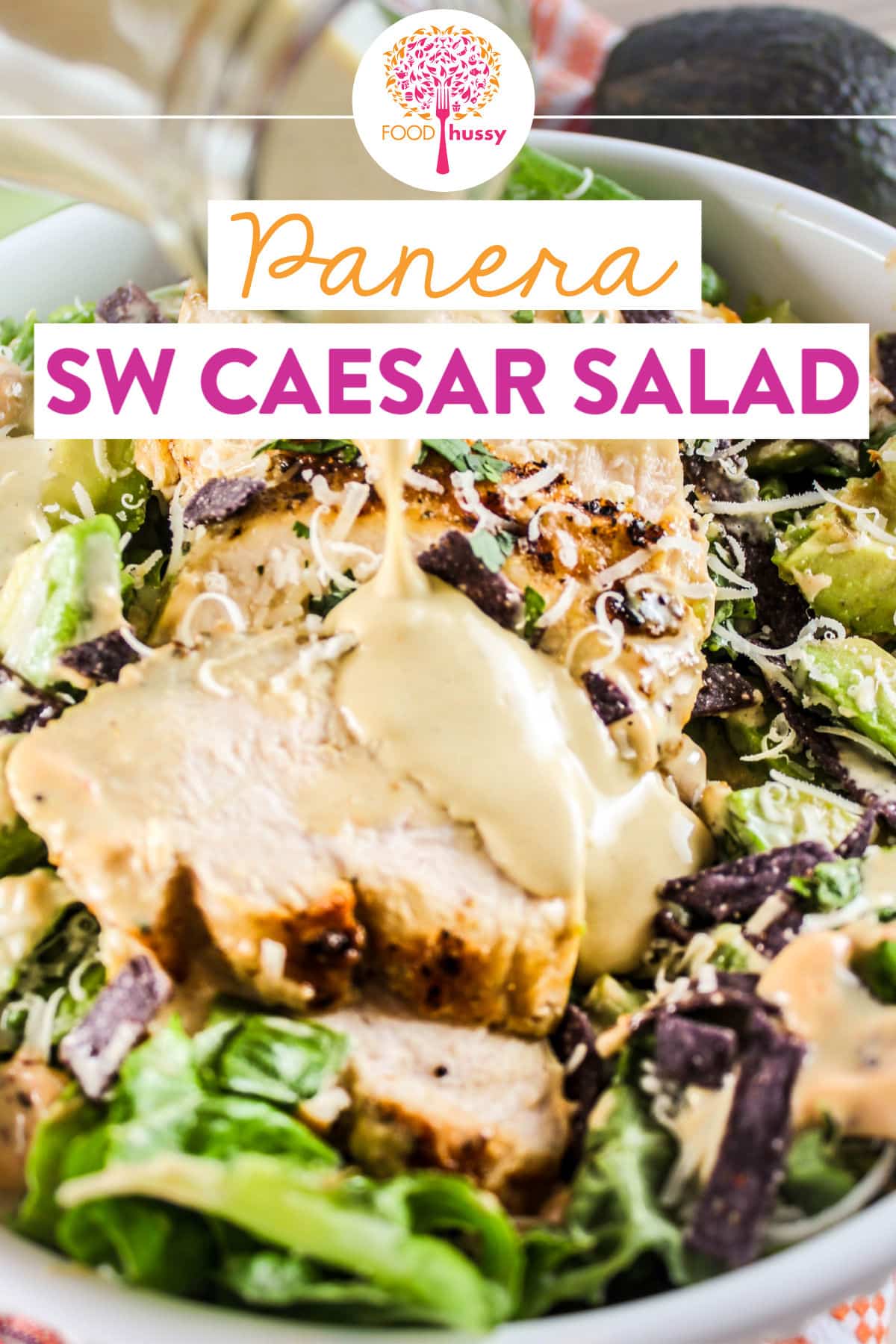 Panera Bread has a new Southwest Caesar Salad on the menu for a limited time and I've broken it down so you can make it at home!!!! Crisp romaine lettuce, chunks of fresh avocado, juicy grilled chicken, Panera's classic Caesar dressing and a drizzle of chipotle aioli all come together for a delicious salad!  via @foodhussy