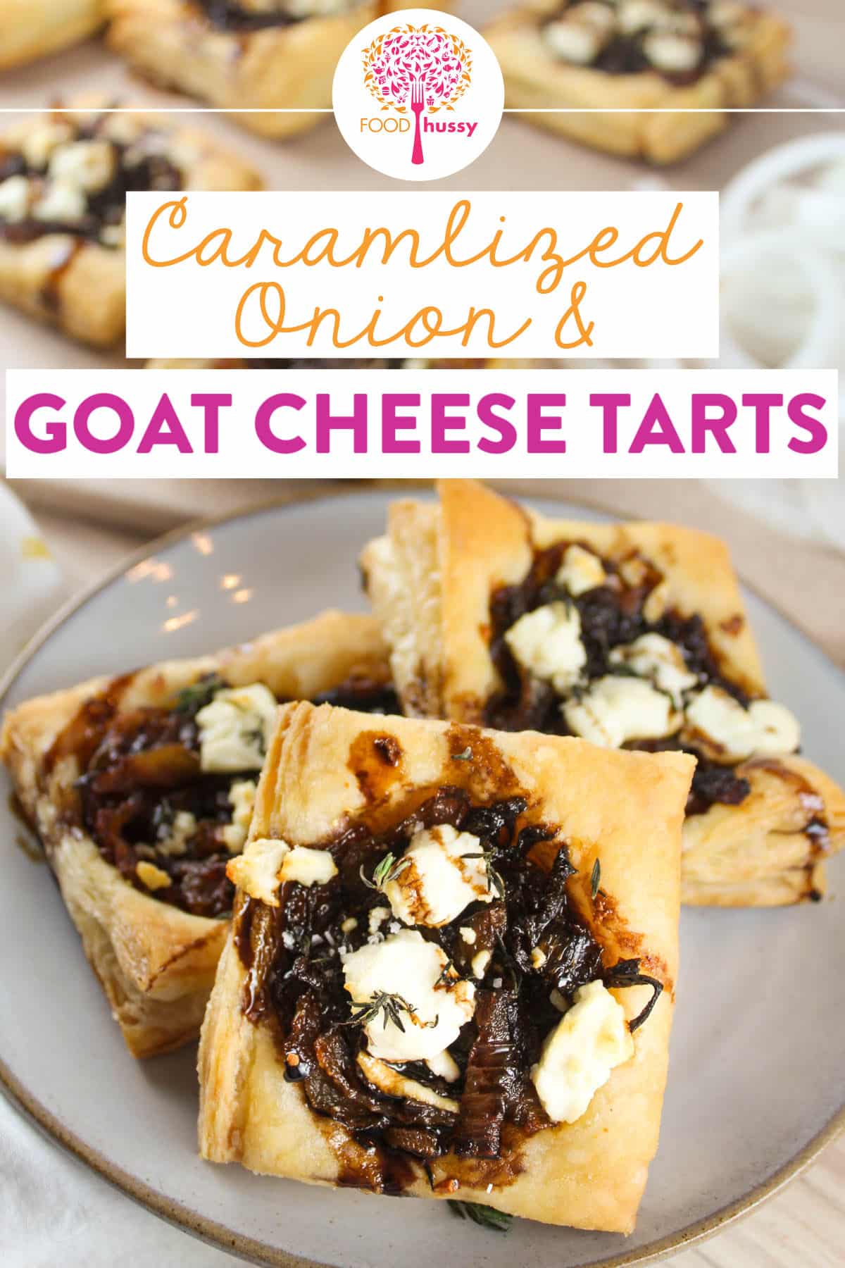 These Caramelized Onion & Goat Cheese Tartlets will be the most popular dish at your next brunch! They're beautiful, light, crispy, creamy and delicious!  via @foodhussy