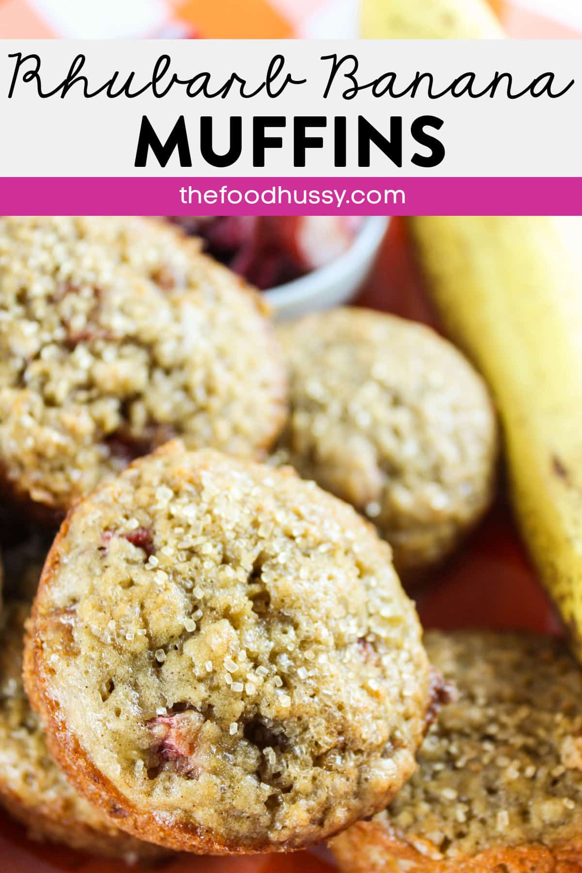 These Rhubarb Banana Muffins are delicious for breakfast, brunch or even a snack! Rhubarb is one of my favorite spring fruits and it's so bountiful! This is a great way to use up quite a bit and have yummy treats! via @foodhussy