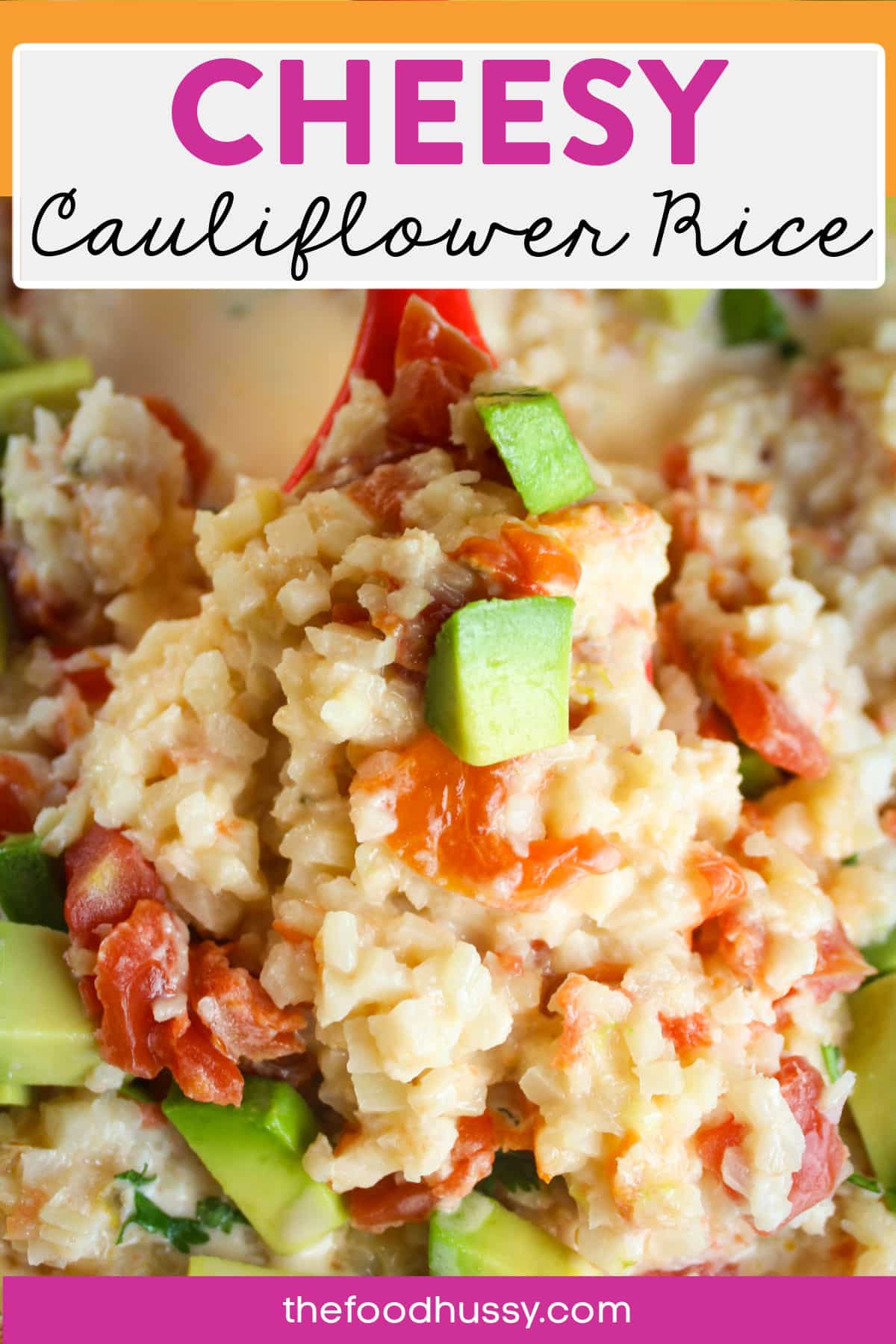This Cheesy Cauliflower Rice is my absolute new favorite side dish! It's cheesy, creamy and full of veggies. I promise if you make this keto-friendly dish once - you'll be making it every week! via @foodhussy