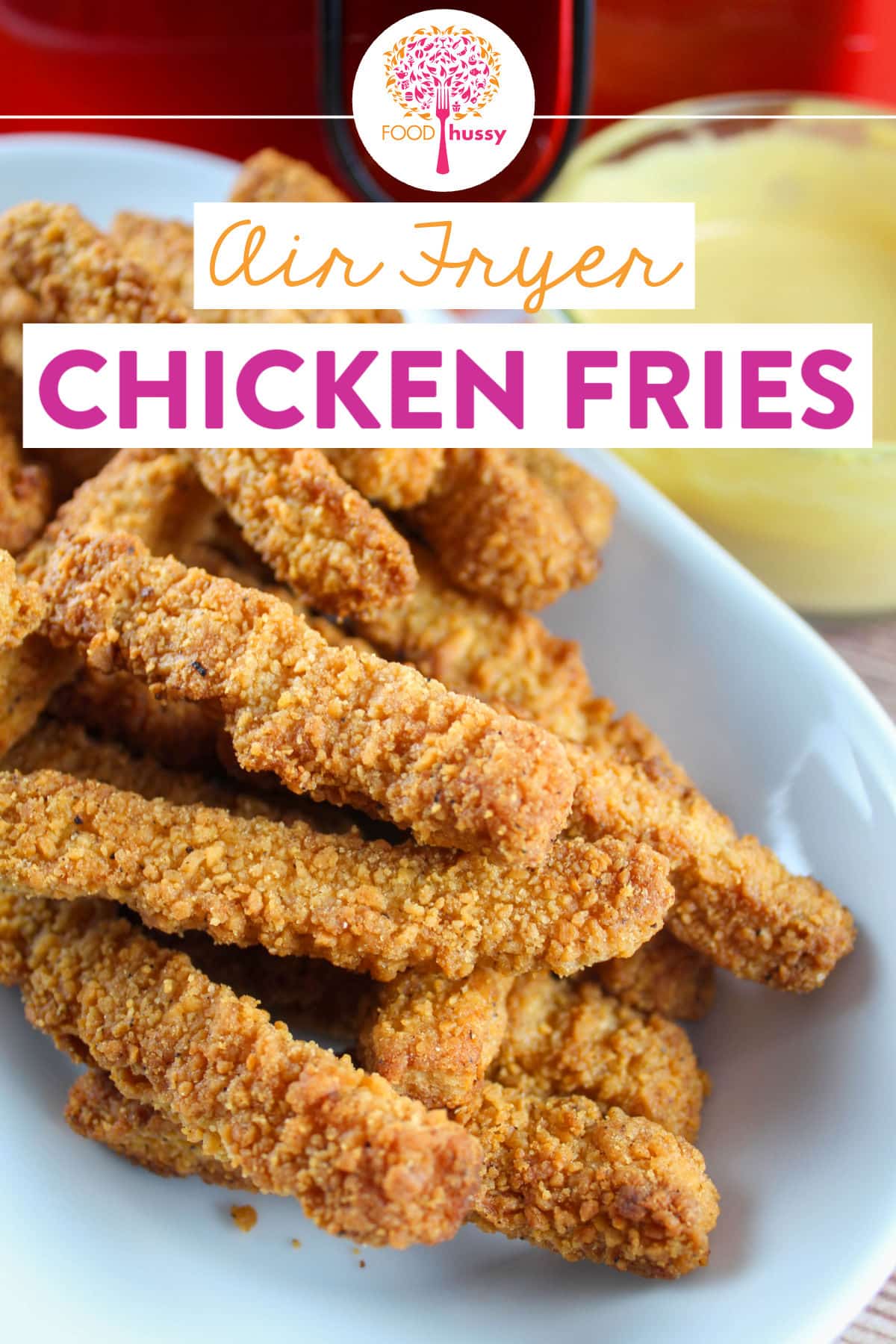 Take care of those fast food cravings at home with Chicken Fries in the Air Fryer! Hot & crunchy and ready for dipping! Great as an appetizer, snacks or a quick lunch! via @foodhussy