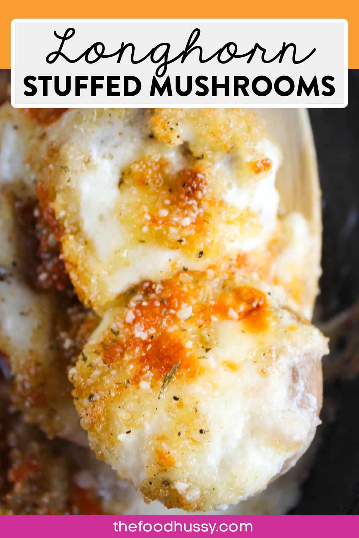 Longhorn Stuffed Mushrooms are a delicious side dish or appetizer! This Longhorn Copycat of these vegetarian mushrooms are LOADED with white cheddar cheese and a creamy Alfredo sauce! via @foodhussy