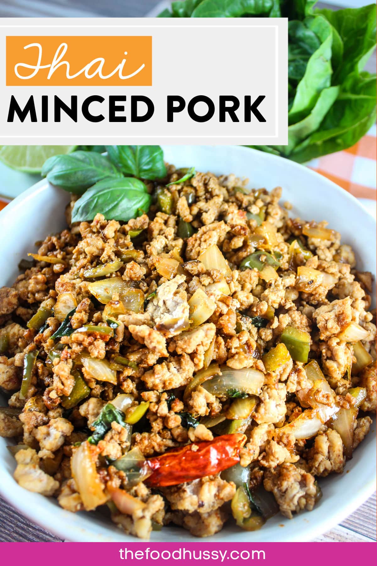 Thai Minced Pork - also known as Pad Kra Pao - is a quick and healthy lunch you can have ready in 15 minutes! Plus - serve it in lettuce wraps, with rice or ramen - it's all delicious! via @foodhussy