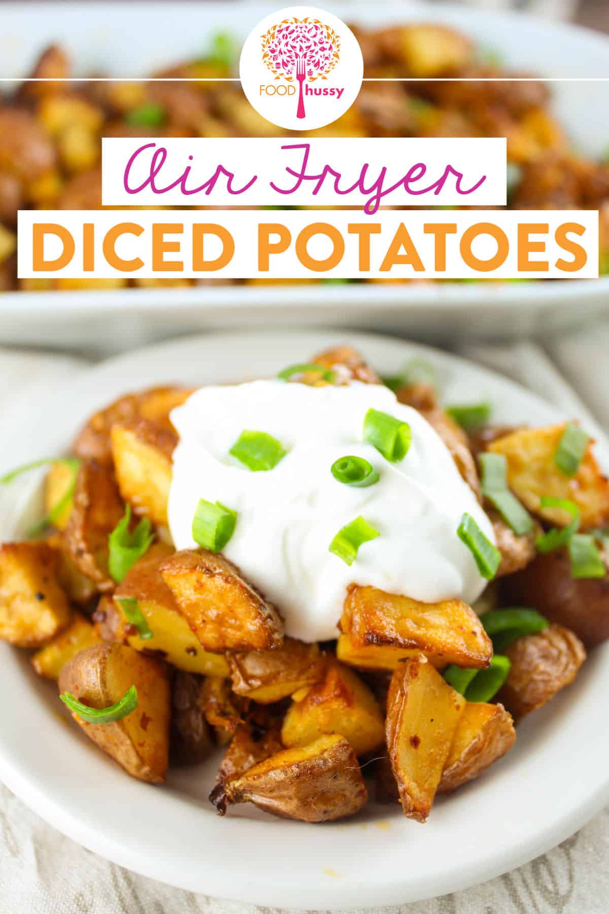 Air Fryer Diced Potatoes are the perfect side dish! These little nuggets are crispy on the outside and tender on the inside - perfect for breakfast, lunch or dinner!  via @foodhussy