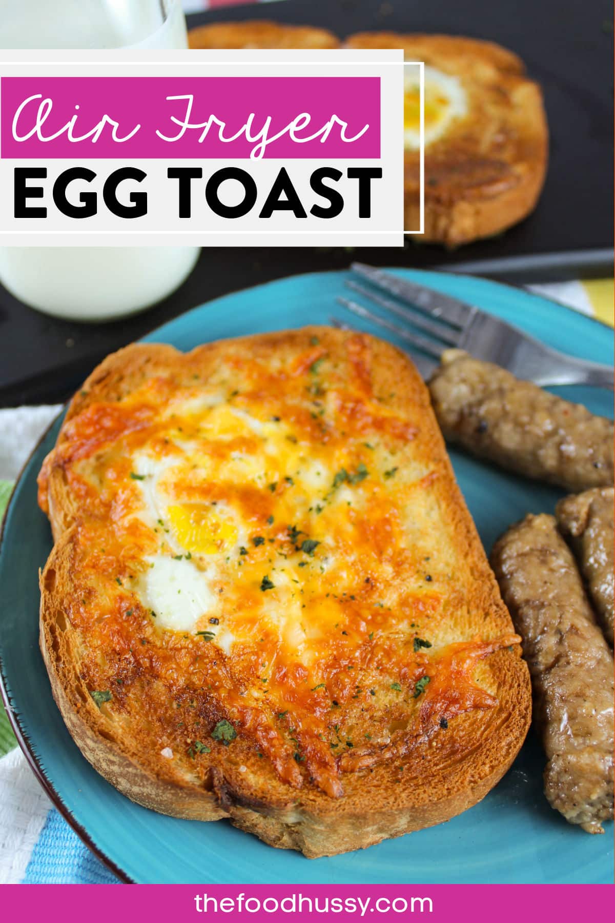 Air Fryer Egg Toast is a quick and delicious air fryer breakfast! It's perfect for those busy mornings when you've got a laundry list of things to do - just pop in the air fryer and keep going! via @foodhussy