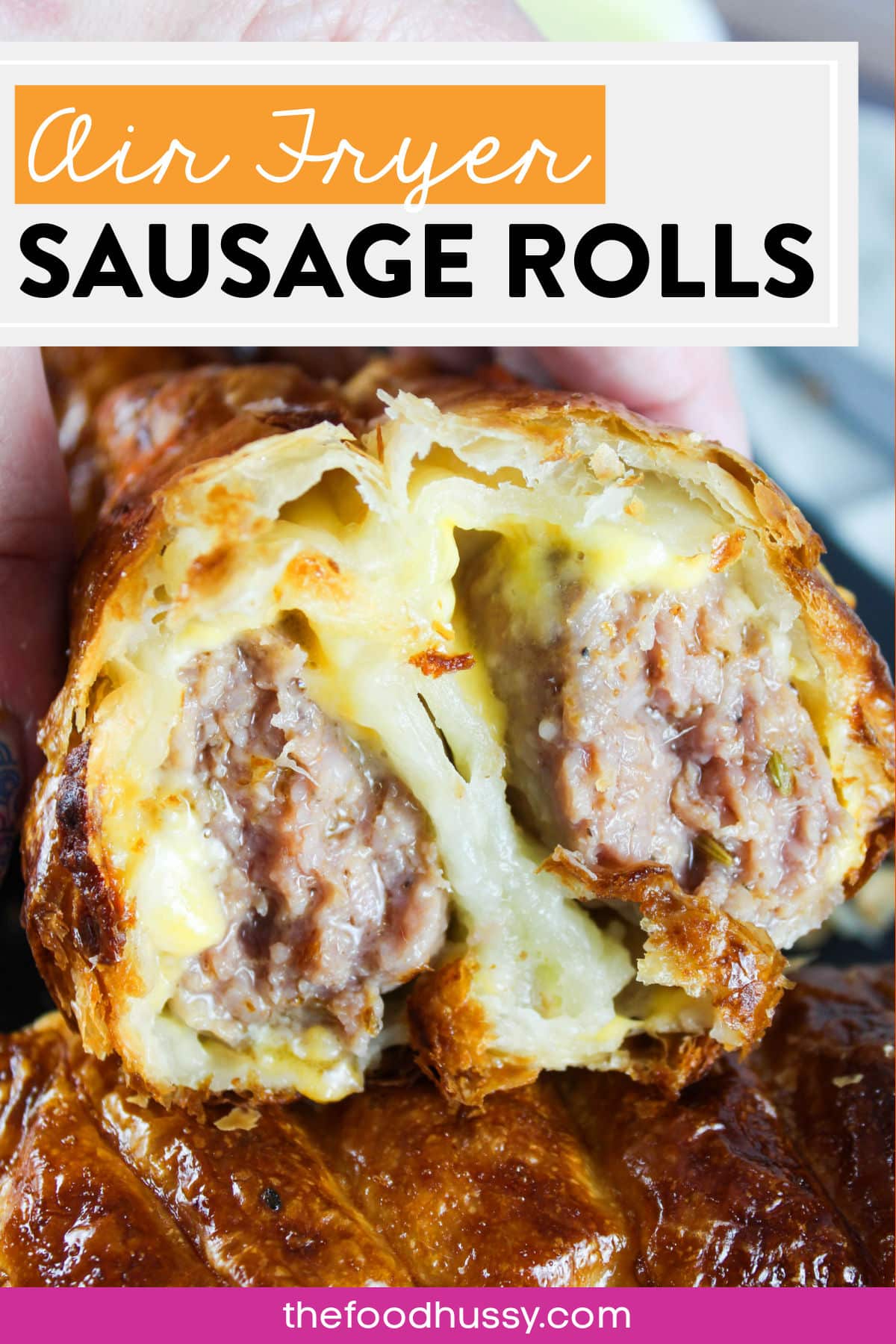 Air Fryer Sausage Rolls are delicious as a meal or a snack! Super flaky puff pastry filled with Italian sausage and wrapped tightly - then dipped in a zesty garlic mustard dipping sauce! Yum! via @foodhussy