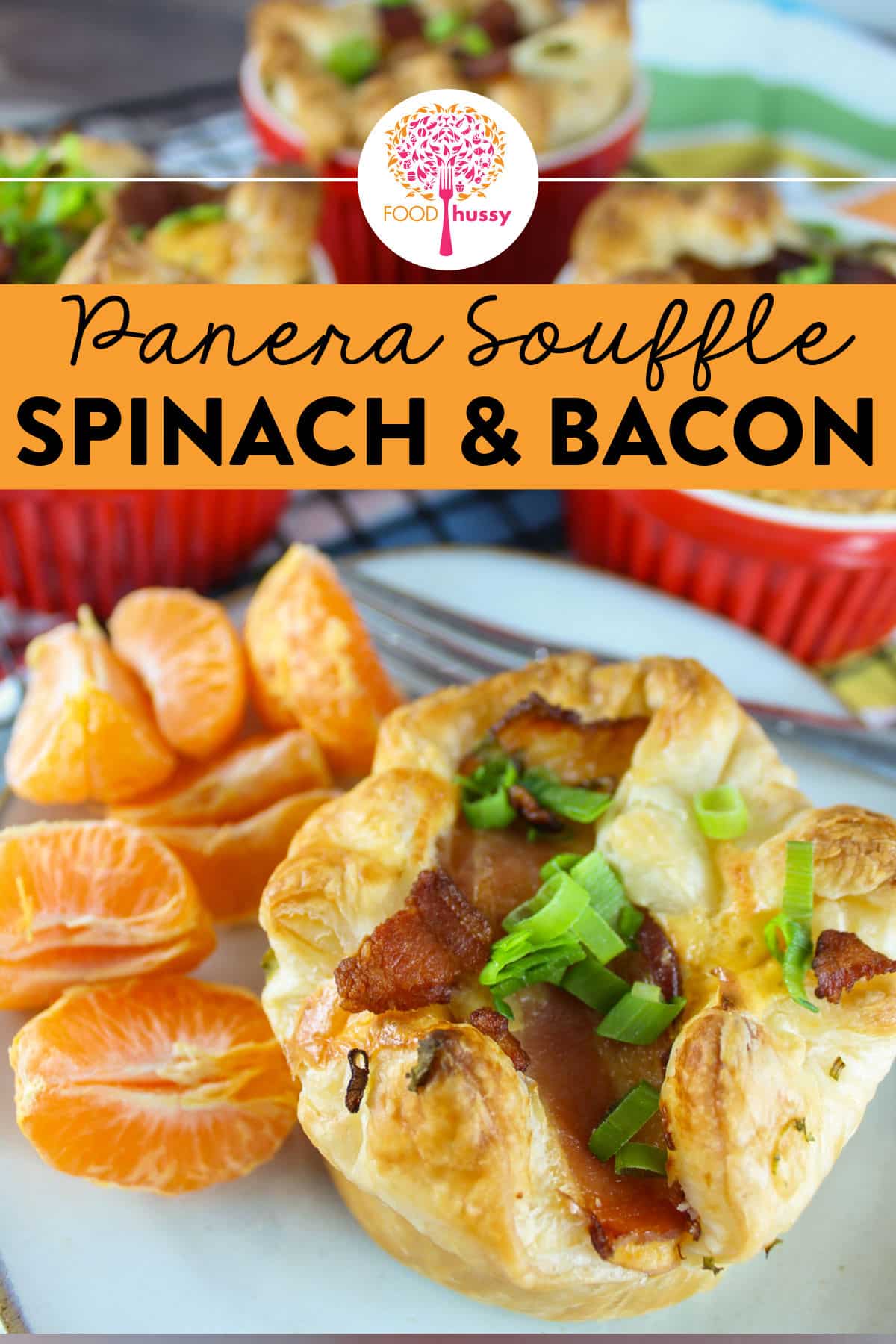 Panera Bread is known for their bagels - but this Panera Bacon and Spinach Souffle is my favorite breakfast item! Filled with sauteed onion and spinach, smoky bacon and three cheeses mixed with eggs for a delicious breakfast treat! via @foodhussy