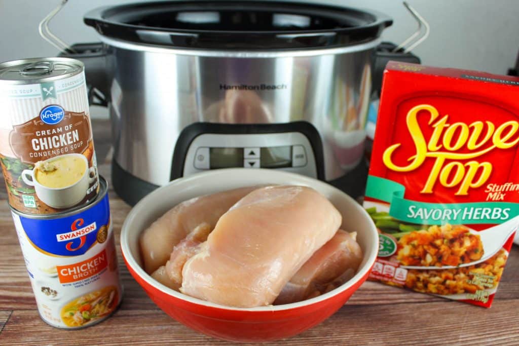 Four Ingredient Slow Cooker Chicken & Stuffing