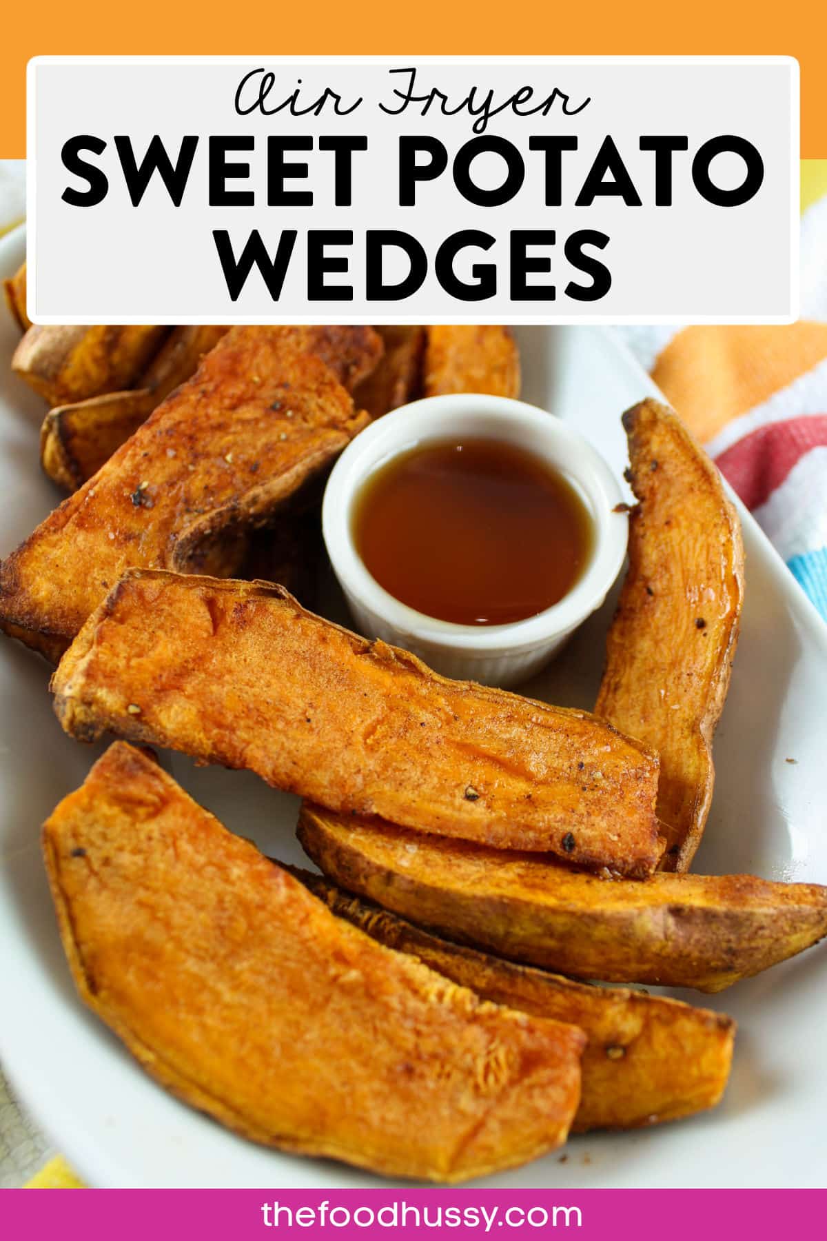 Air Fryer Sweet Potato Wedges are the perfect side dish for burgers, chicken or pork chops! They are crisp on the outside and fluffy on the inside with a comforting cinnamon spice mixture! via @foodhussy