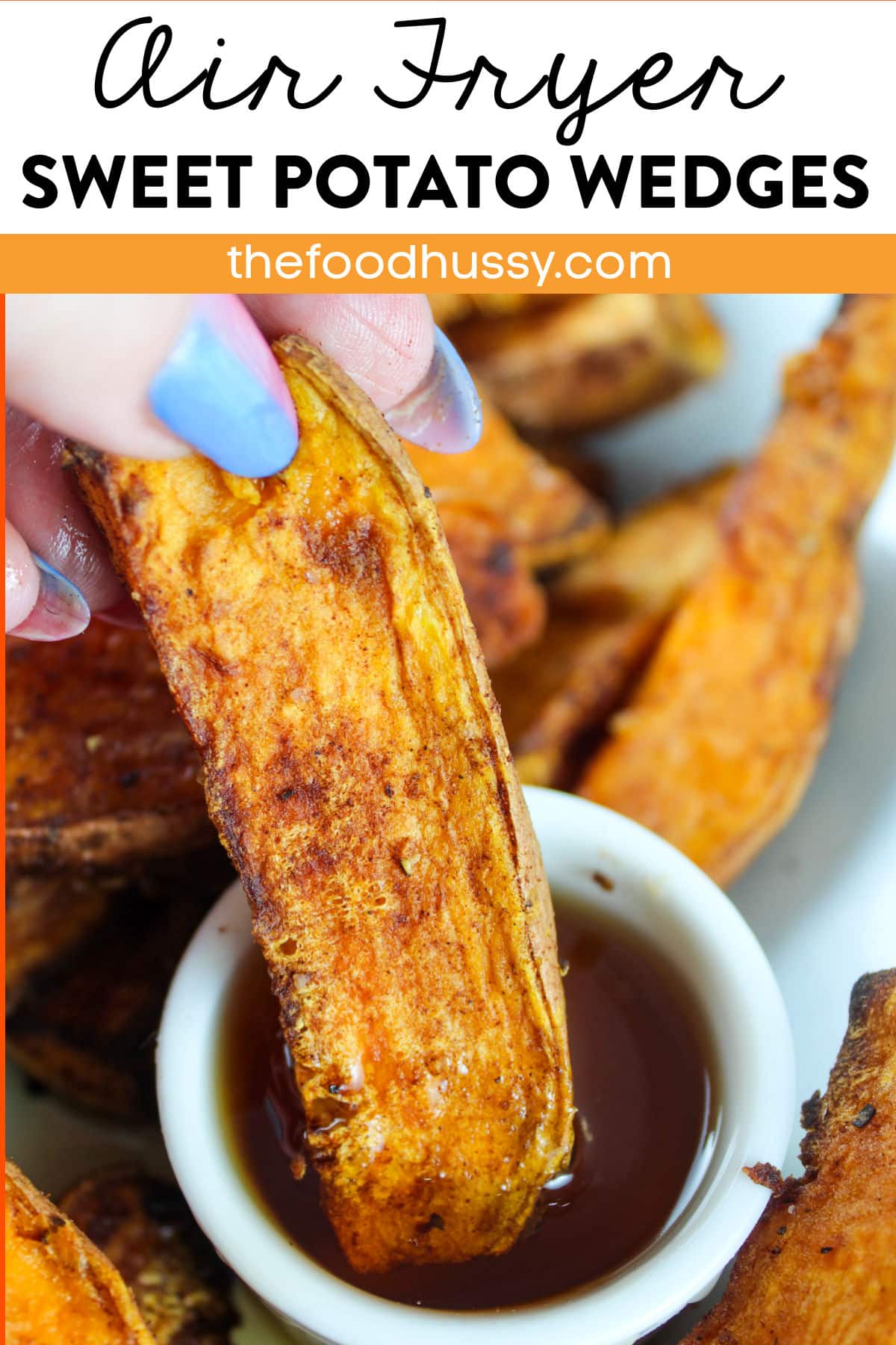 Air Fryer Sweet Potato Wedges are the perfect side dish for burgers, chicken or pork chops! They are crisp on the outside and fluffy on the inside with a comforting cinnamon spice mixture! via @foodhussy