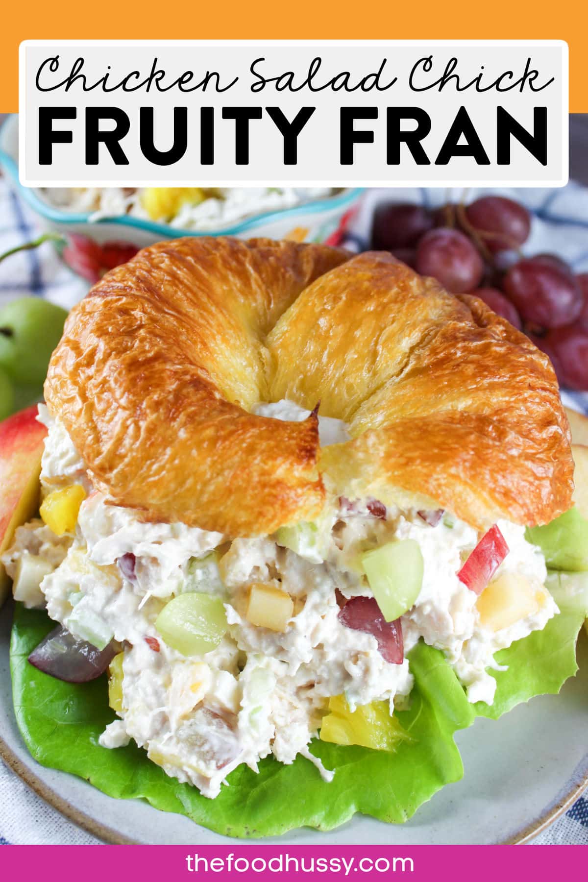 Chicken Salad Chick Fruity Fran is my favorite fruity chicken salad! It's loaded up with chicken breast, crisp apples, juicy grapes and sweet pineapple. via @foodhussy