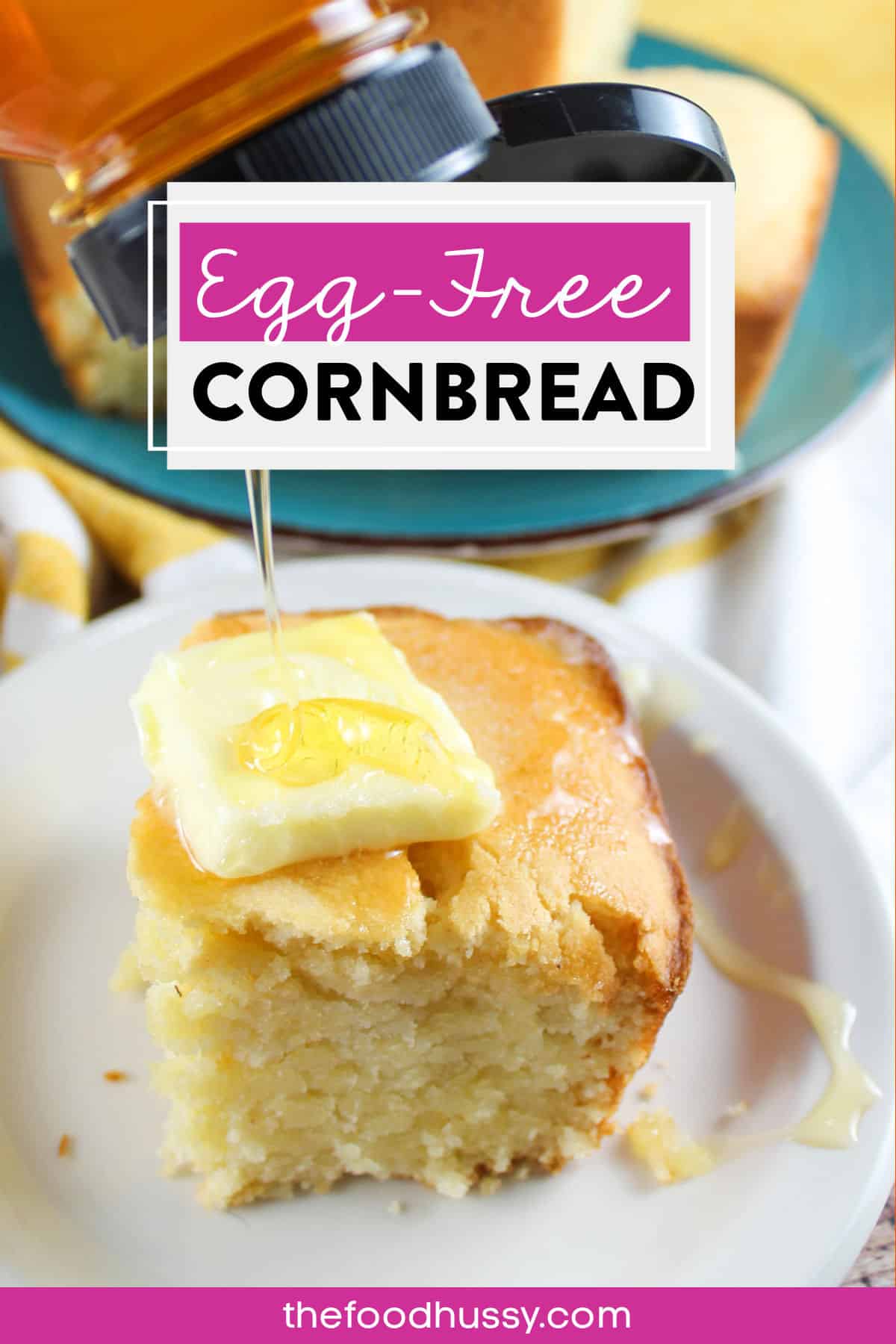 Making Cornbread without Eggs is simple! There are also options for what to use as an egg substitute. In the end, you'll make a pan of thick, moist cornbread that will delight the whole family! via @foodhussy