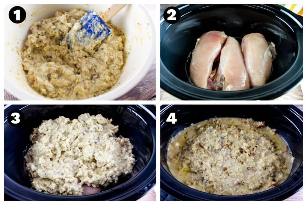 Four Ingredient Slow Cooker Chicken & Stuffing