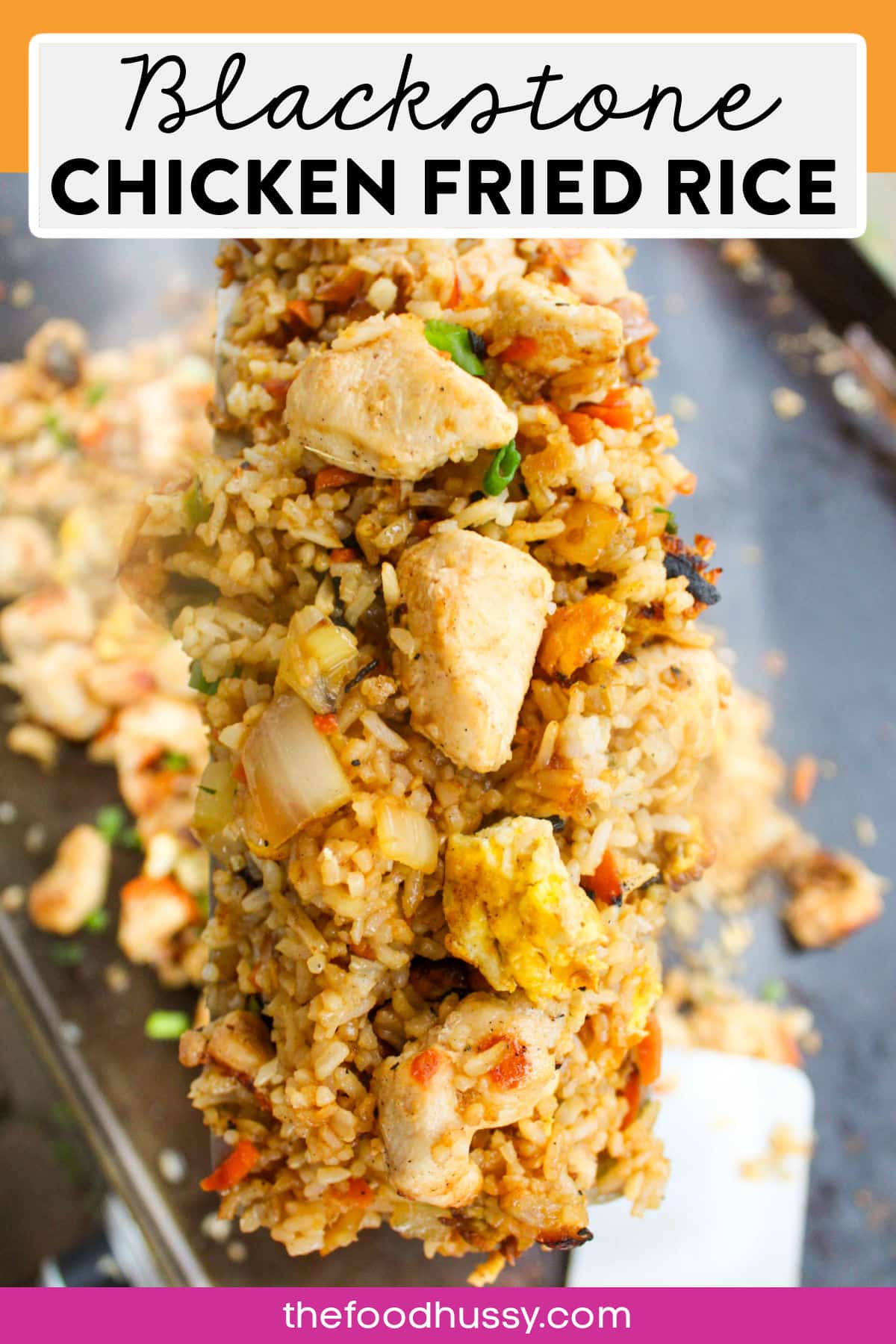 Chicken Fried Rice on the Blackstone is a complete meal that is ready in under 30 minutes from start to finish! Sautéed carrots & onions, juicy chicken and crispy fried rice in a delicious stir fry sauce make your back yard just like one of your favorite hibachi restaurants!
 via @foodhussy