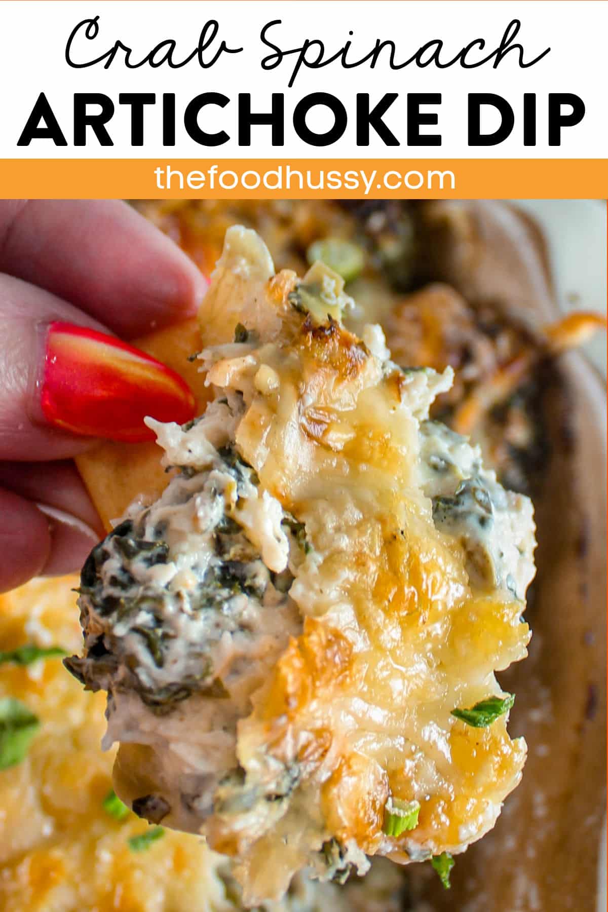 Crab Spinach Artichoke Dip is the perfect appetizer for any gathering! Everybody loves the rich and creamy spinach artichoke dip - but adding in lump crab meat just makes it even more decadent! via @foodhussy