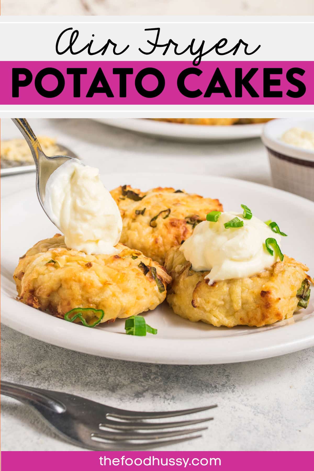 Crispy Potato Cakes made in the air fryer are my new favorite side dish! They’re quick and easy and a great use of leftovers! It’s a way to totally transform leftover mashed potatoes into something tasty and unique! via @foodhussy