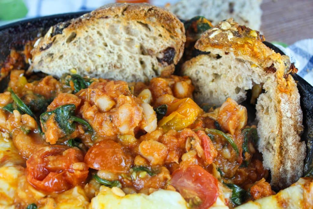 Cheesy White Bean Tomato Bake