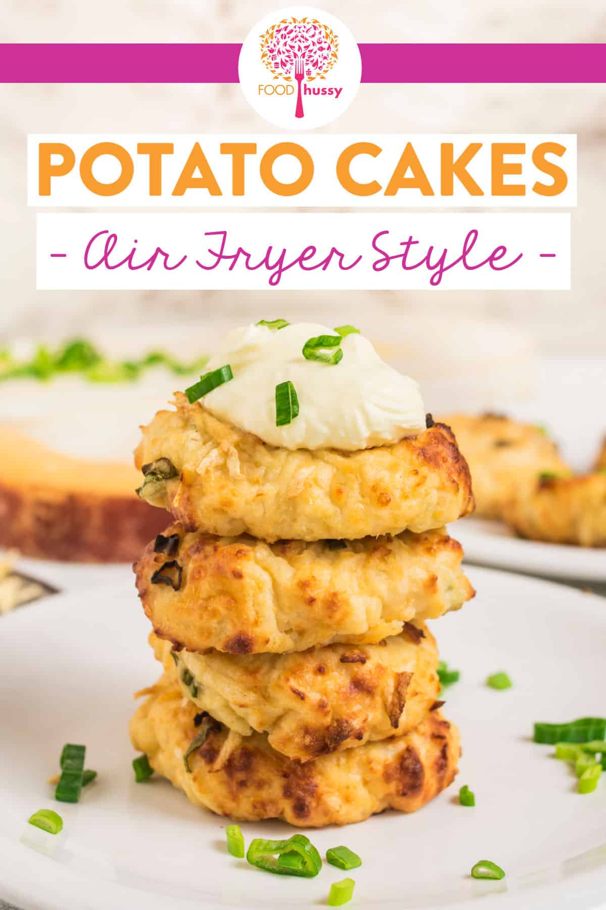 Crispy Potato Cakes made in the air fryer are my new favorite side dish! They’re quick and easy and a great use of leftovers! It’s a way to totally transform leftover mashed potatoes into something tasty and unique! via @foodhussy