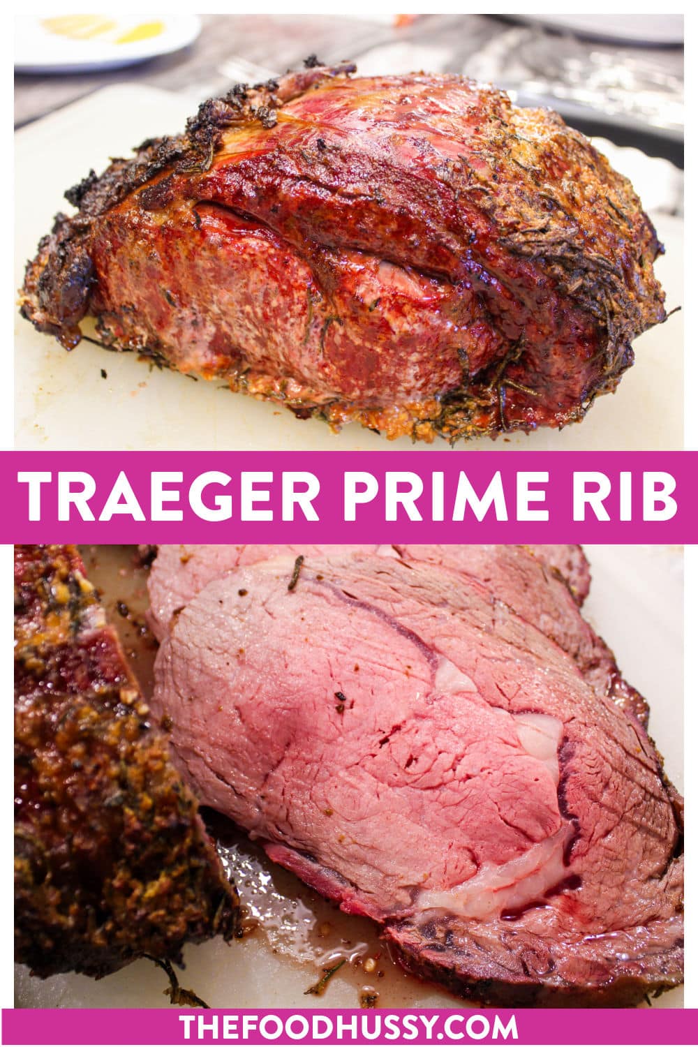 This Traeger Prime Rib will serve up the perfect flavor for your holiday meal! Simple seasonings and a few hours will make the most melt-in-your-mouth Prime Rib!  via @foodhussy