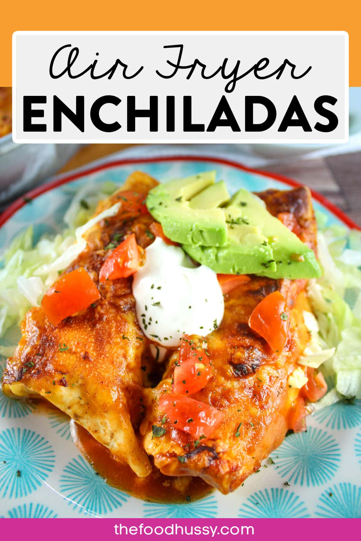 These Air Fryer Enchiladas are so tasty! They're full of meat, cheese and sauce on the inside and then coated with sauce and more cheese on top! The air fryer speeds it up and they cook in just 10 minutes! via @foodhussy