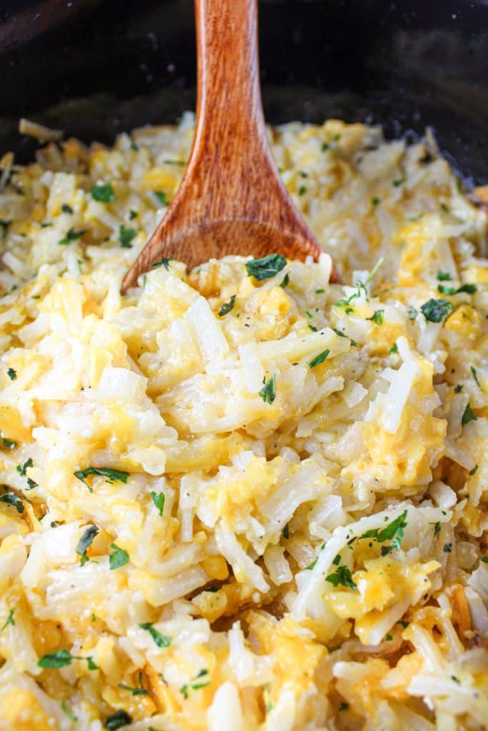 Cracker Barrel Hashbrown Casserole in a crock pot