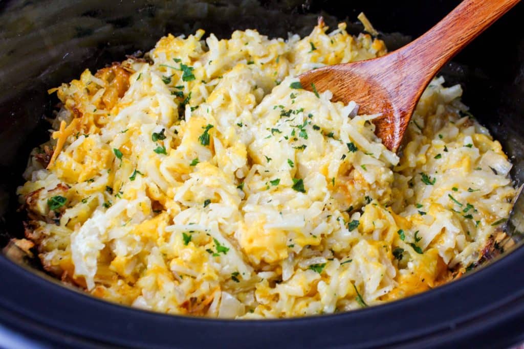 Cracker Barrel Hashbrown Casserole in a crock pot