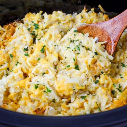 Cracker Barrel Hashbrown Casserole in a crock pot