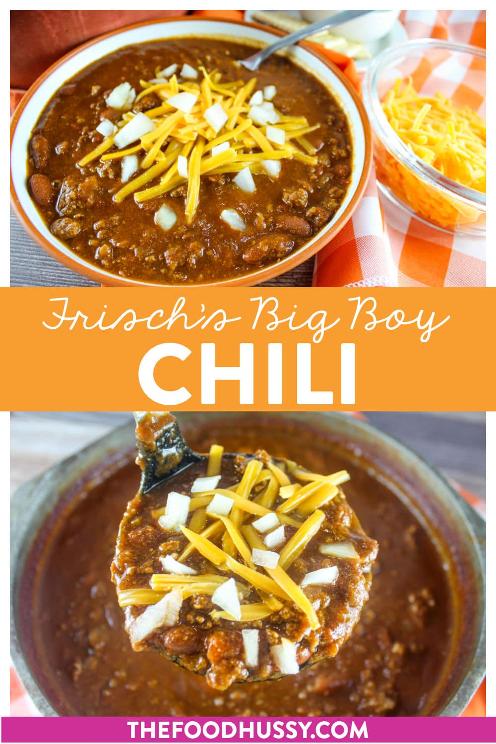 Frisch's Chili recipe is going to be a family favorite! Loaded with beefy flavor - you'll enjoy bowl after bowl - topped with cheese and diced onion. Make this Ohio specialty wherever you are!  via @foodhussy