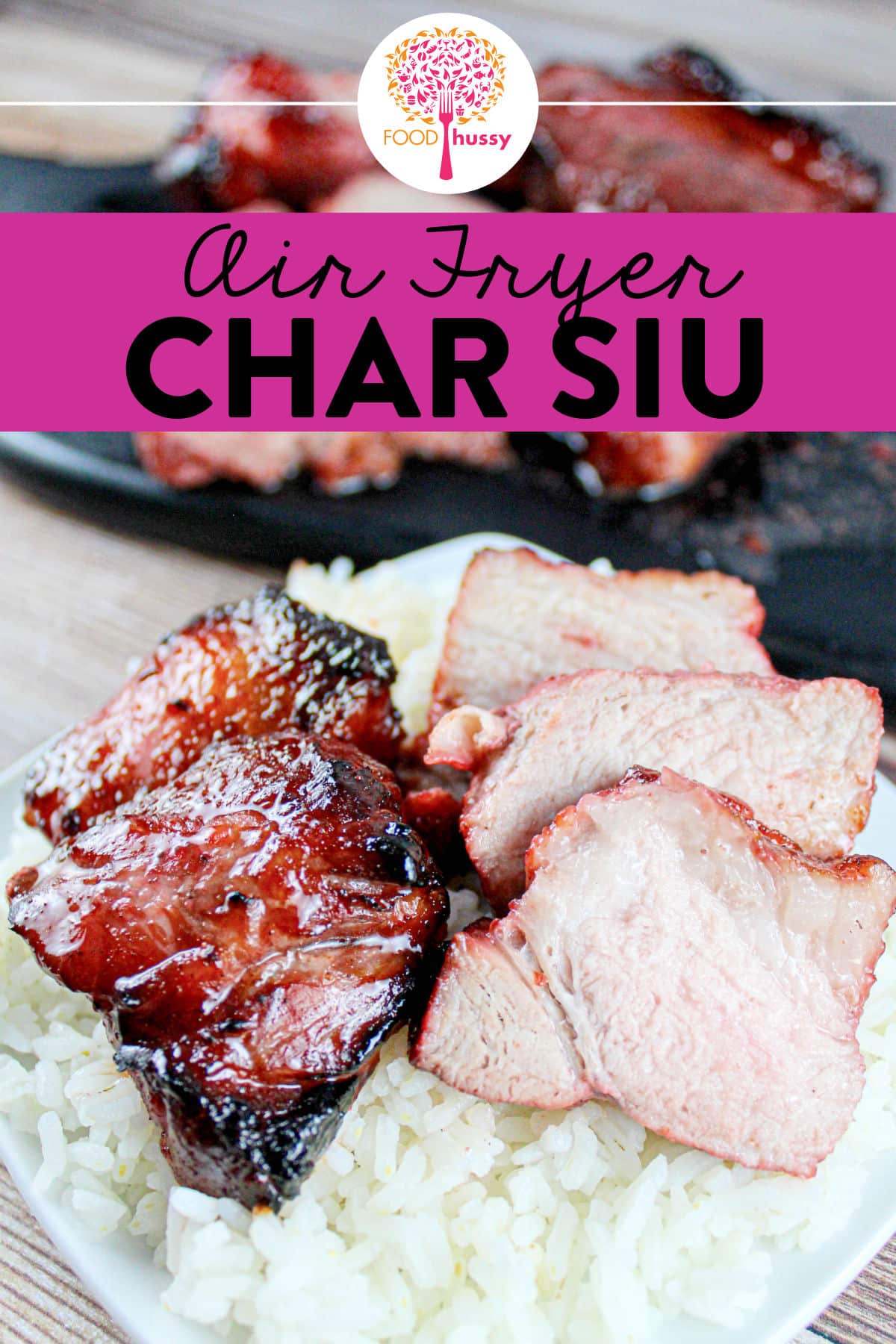 Air Fryer Char Siu - you may not know how to say it - but you're gonna wanna eat it. If you want the juiciest, most tender pork - coated in a sweet sticky glaze - THIS IS IT! Char Siu is a Chinese BBQ pork - it's easy to make and has so much FLAVOR!  via @foodhussy