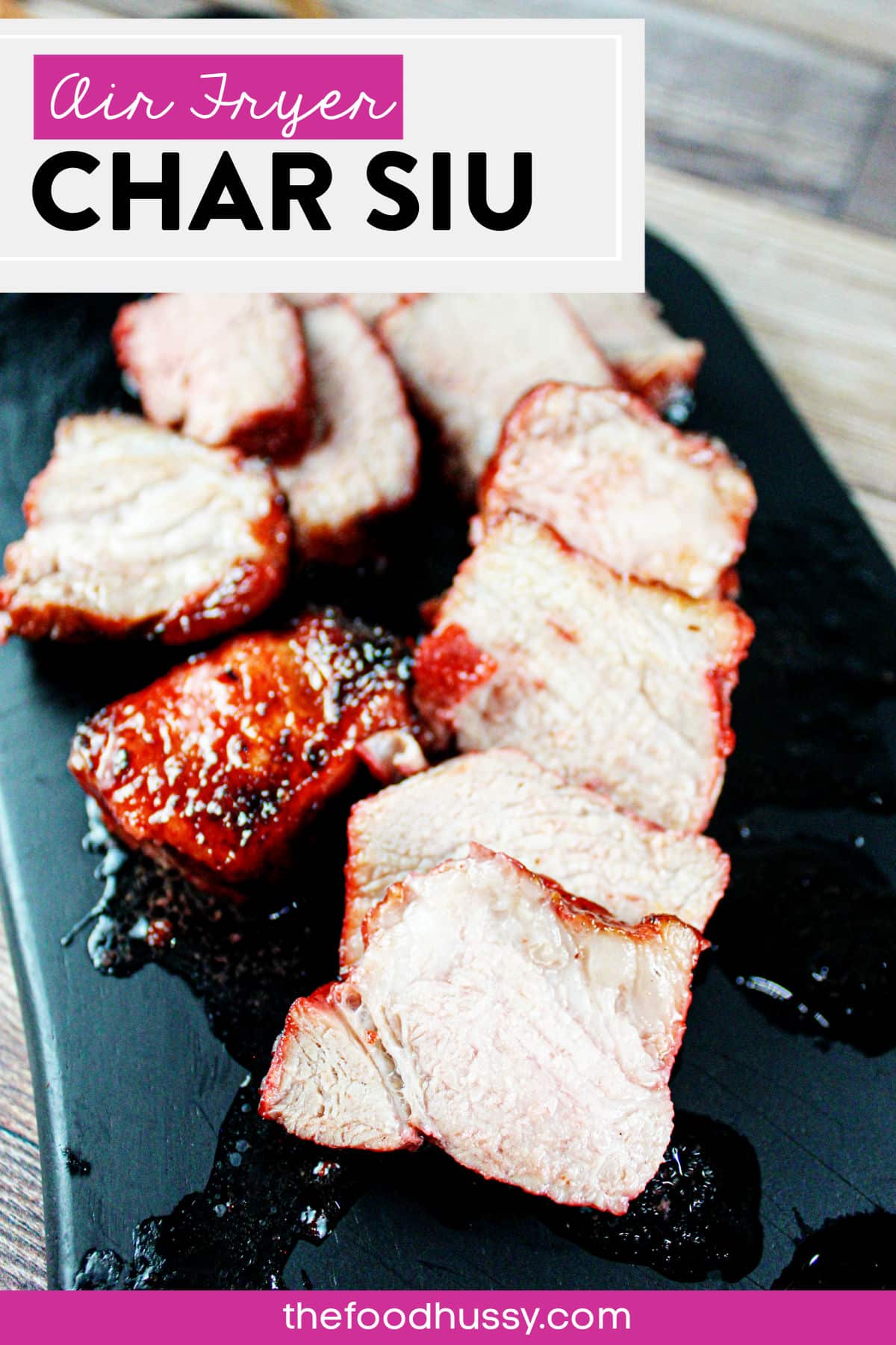 Air Fryer Char Siu - you may not know how to say it - but you're gonna wanna eat it. If you want the juiciest, most tender pork - coated in a sweet sticky glaze - THIS IS IT! Char Siu is a Chinese BBQ pork - it's easy to make and has so much FLAVOR!  via @foodhussy